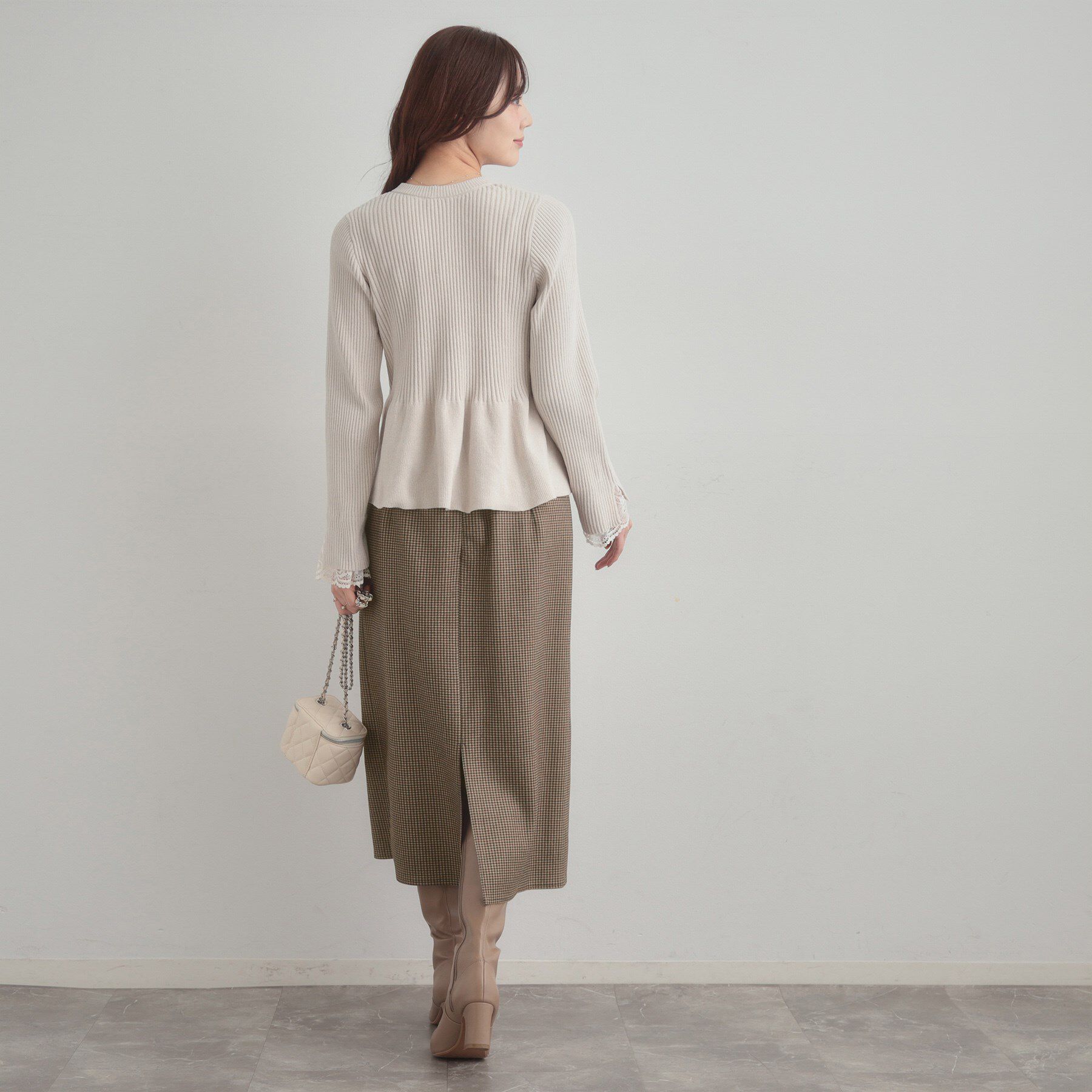 Couture broach「【洗える/微起毛】Iライン チェックスカート」|スカート|