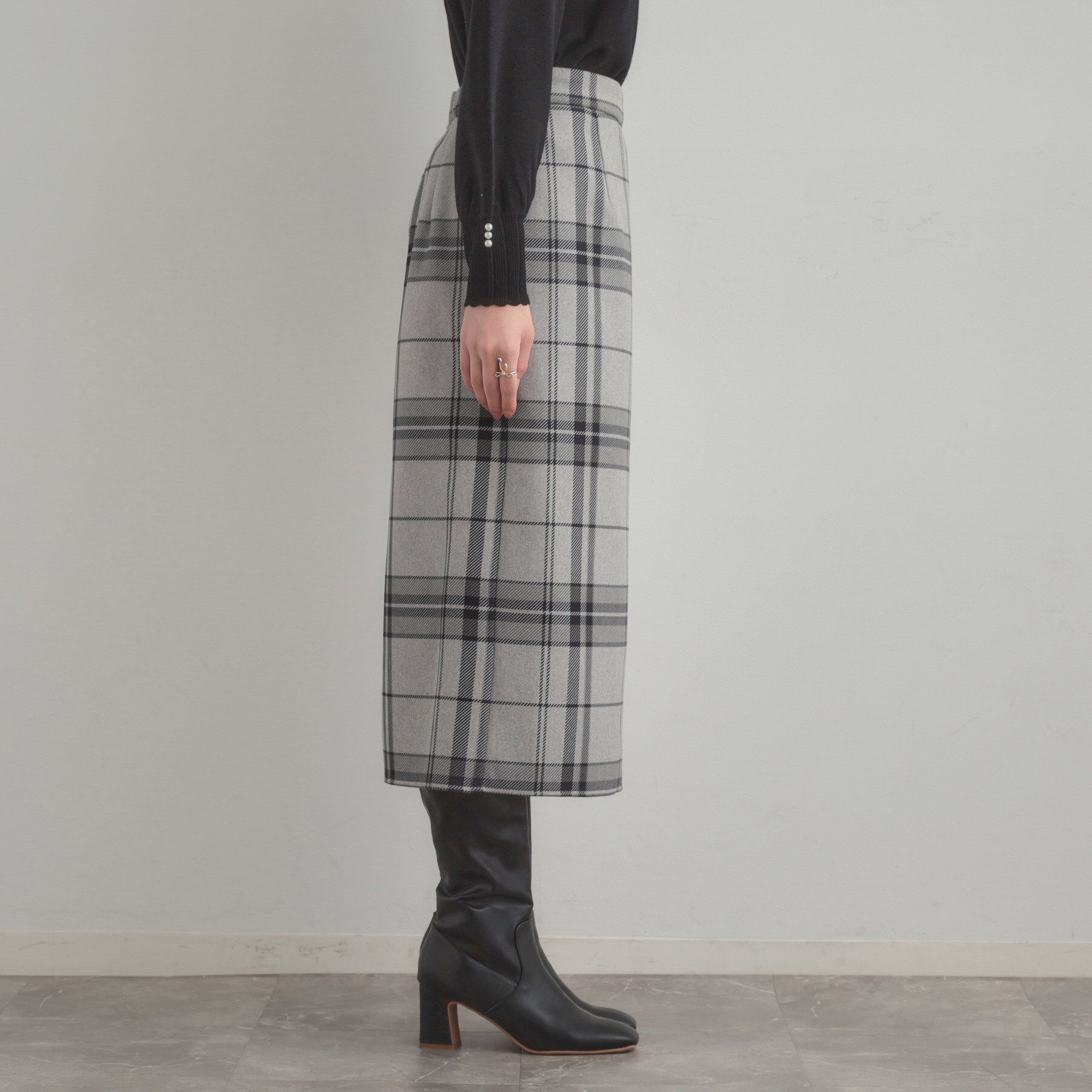 Couture broach「【洗える/微起毛】Iライン チェックスカート」|スカート|