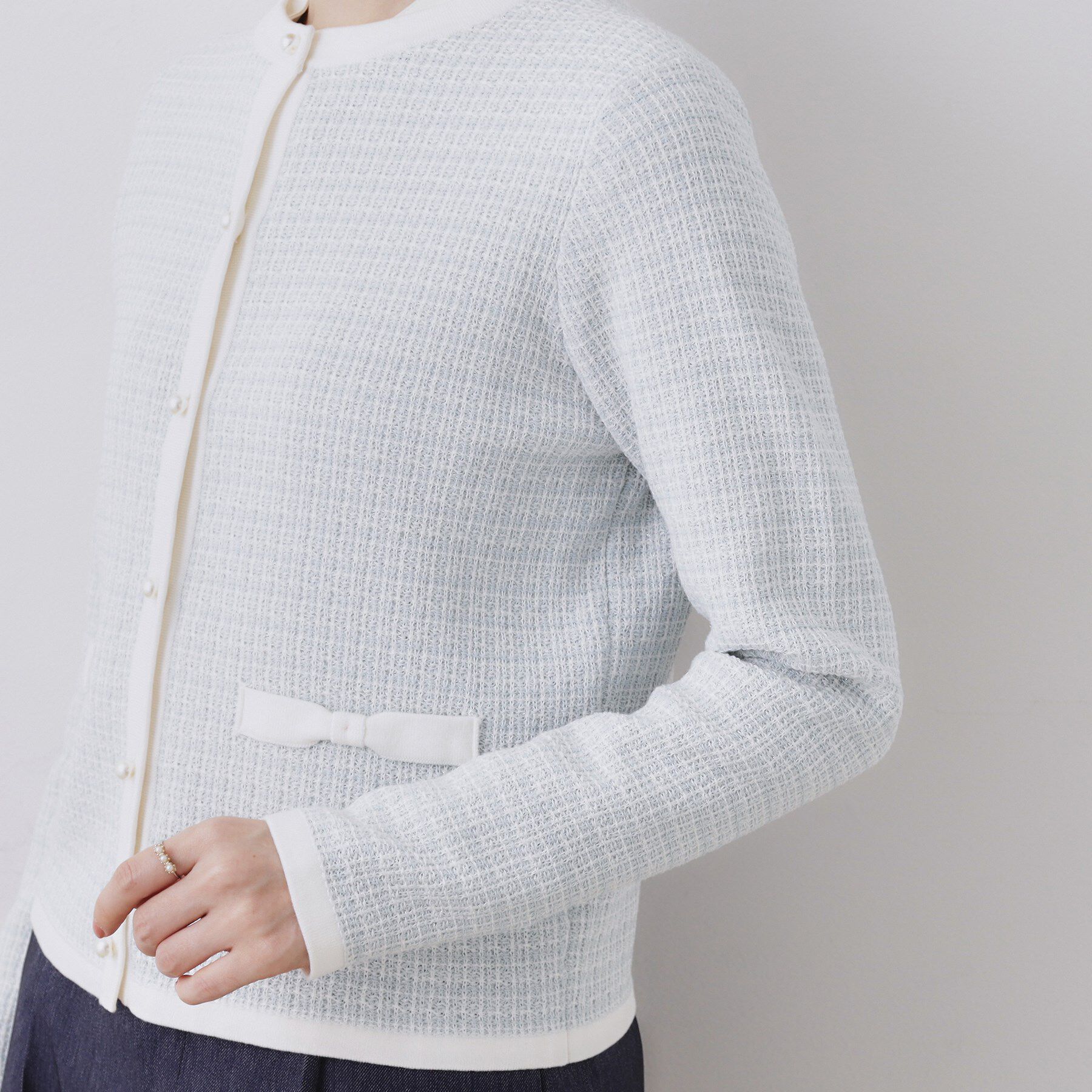 Couture broach「【ハレの日・通勤】ラメツイード ニットカーディガン」|カーディガン|