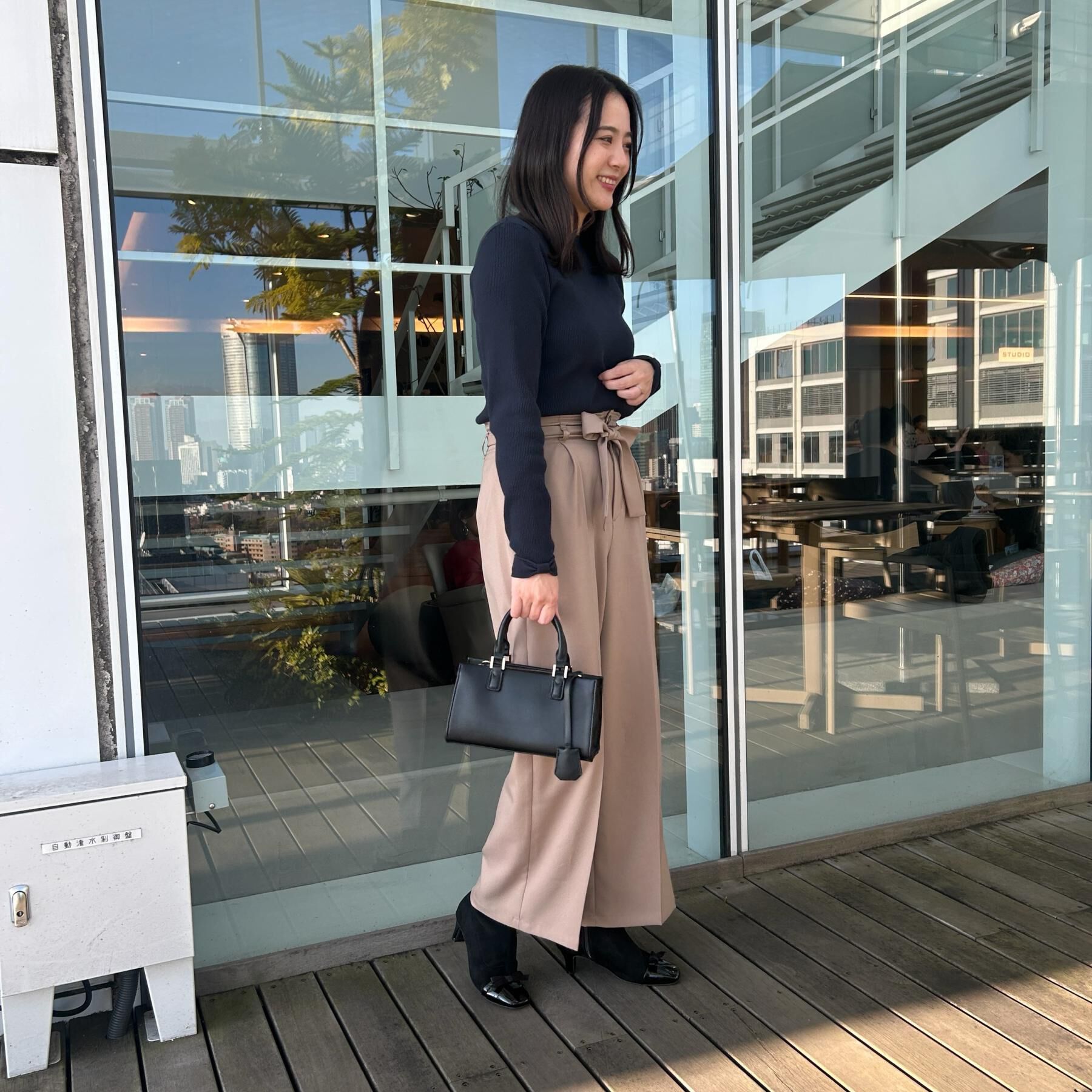 Couture broach「【洗える・通勤】ウエストリボン サスペンダー付きワイドパンツ」|その他|