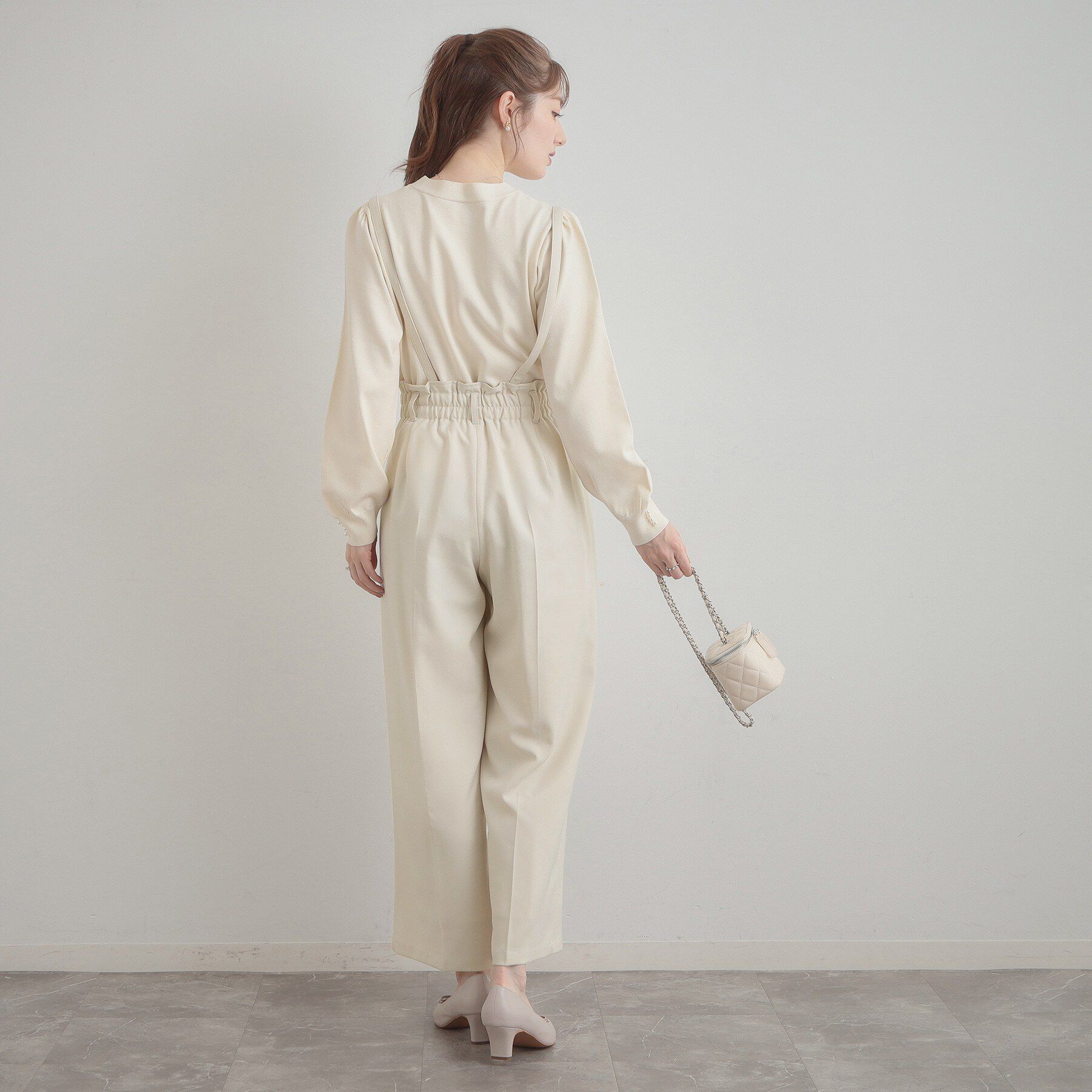 Couture broach「【洗える・通勤】ウエストリボン サスペンダー付きワイドパンツ」|その他|
