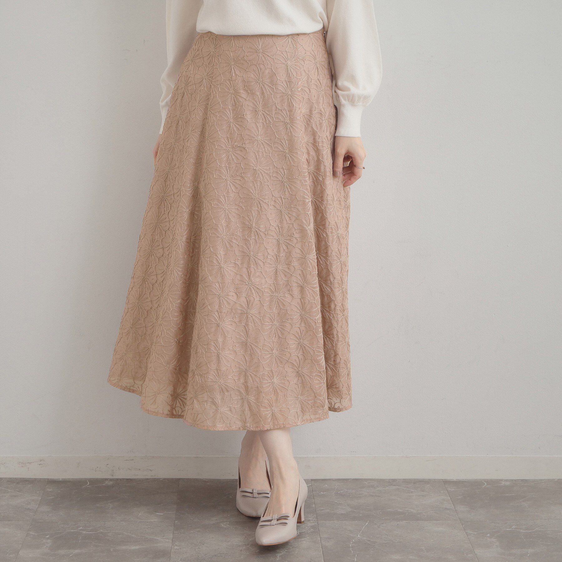 Couture broach「【洗える・着映え・通勤】フラワーエンブロスカート」|スカート|