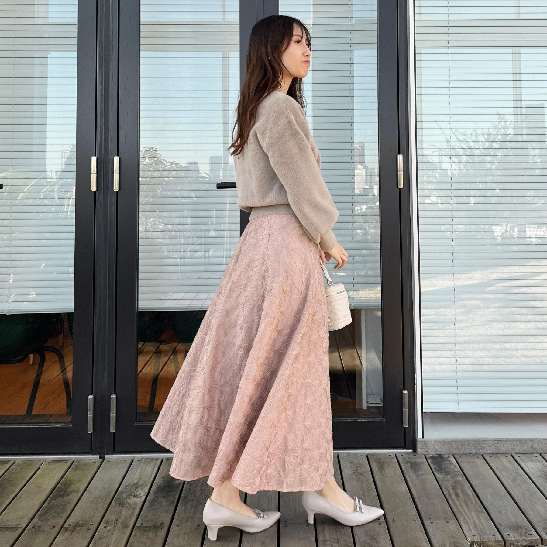 Couture broach「【洗える・着映え・通勤】フラワーエンブロスカート」|スカート|