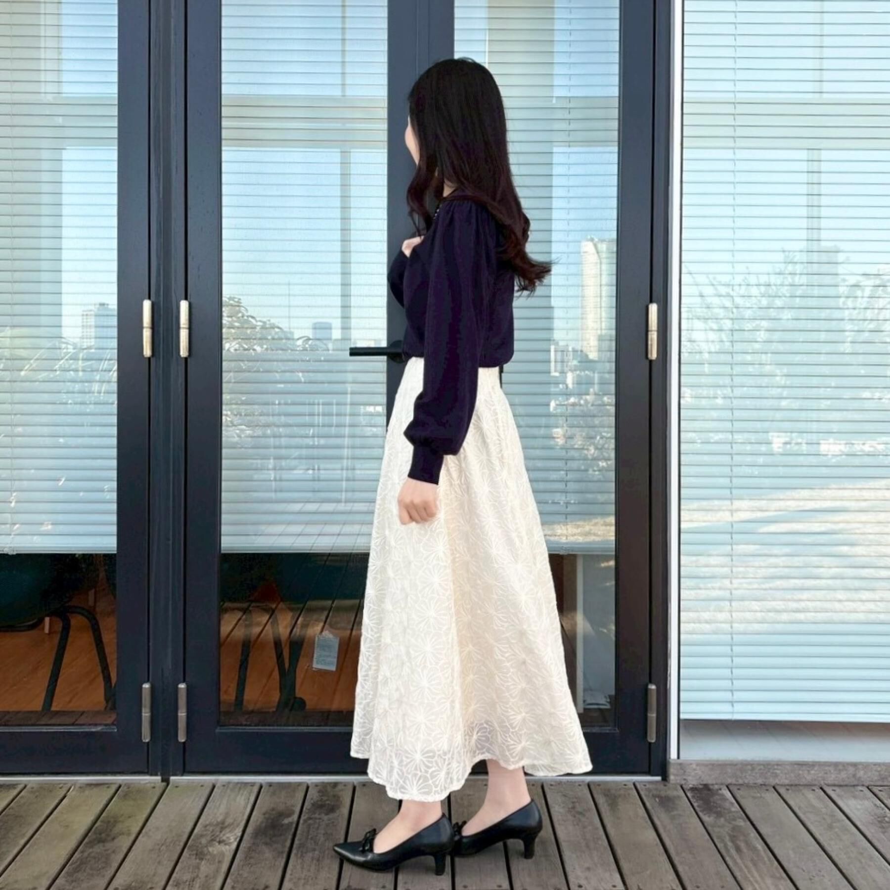 Couture broach「【洗える・着映え・通勤】フラワーエンブロスカート」|スカート|