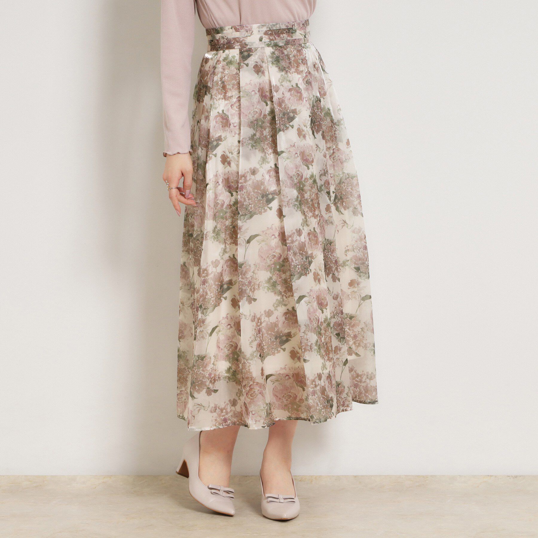 Couture broach「【洗える・通勤】Springオーガンフルールスカート」|スカート|