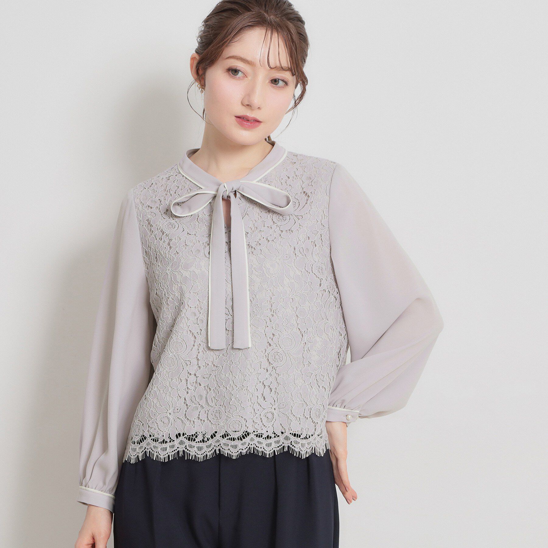 Couture broach「【洗える・通勤】フラワーレースブラウス」|シャツ・ブラウス|