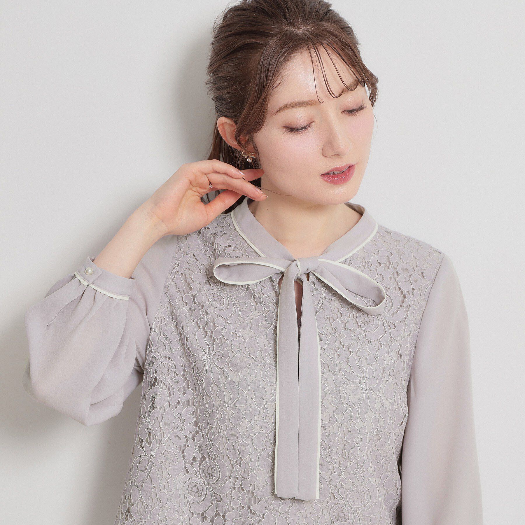 Couture broach「【洗える・通勤】フラワーレースブラウス」|シャツ・ブラウス|