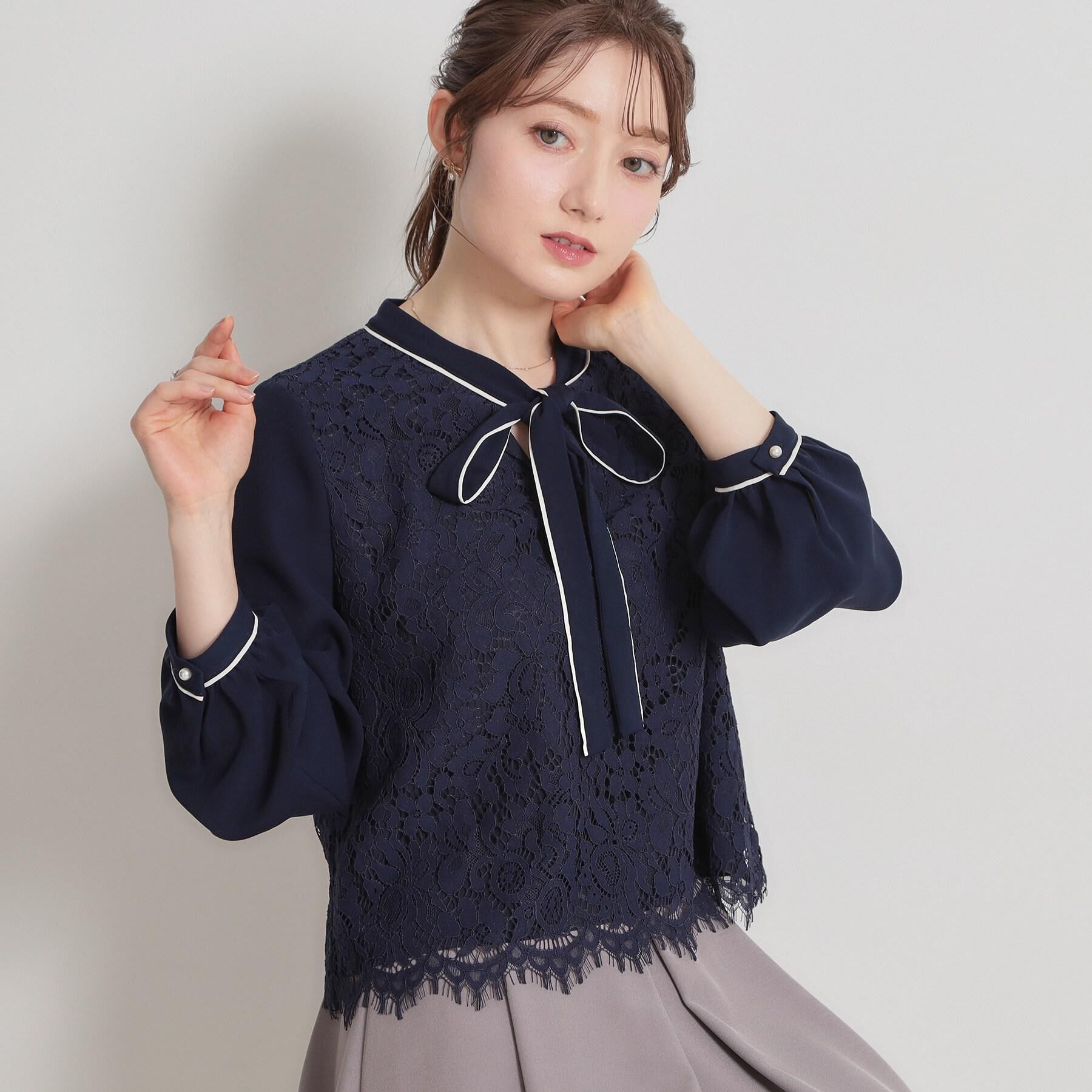Couture broach「【洗える・通勤】フラワーレースブラウス」|シャツ・ブラウス|