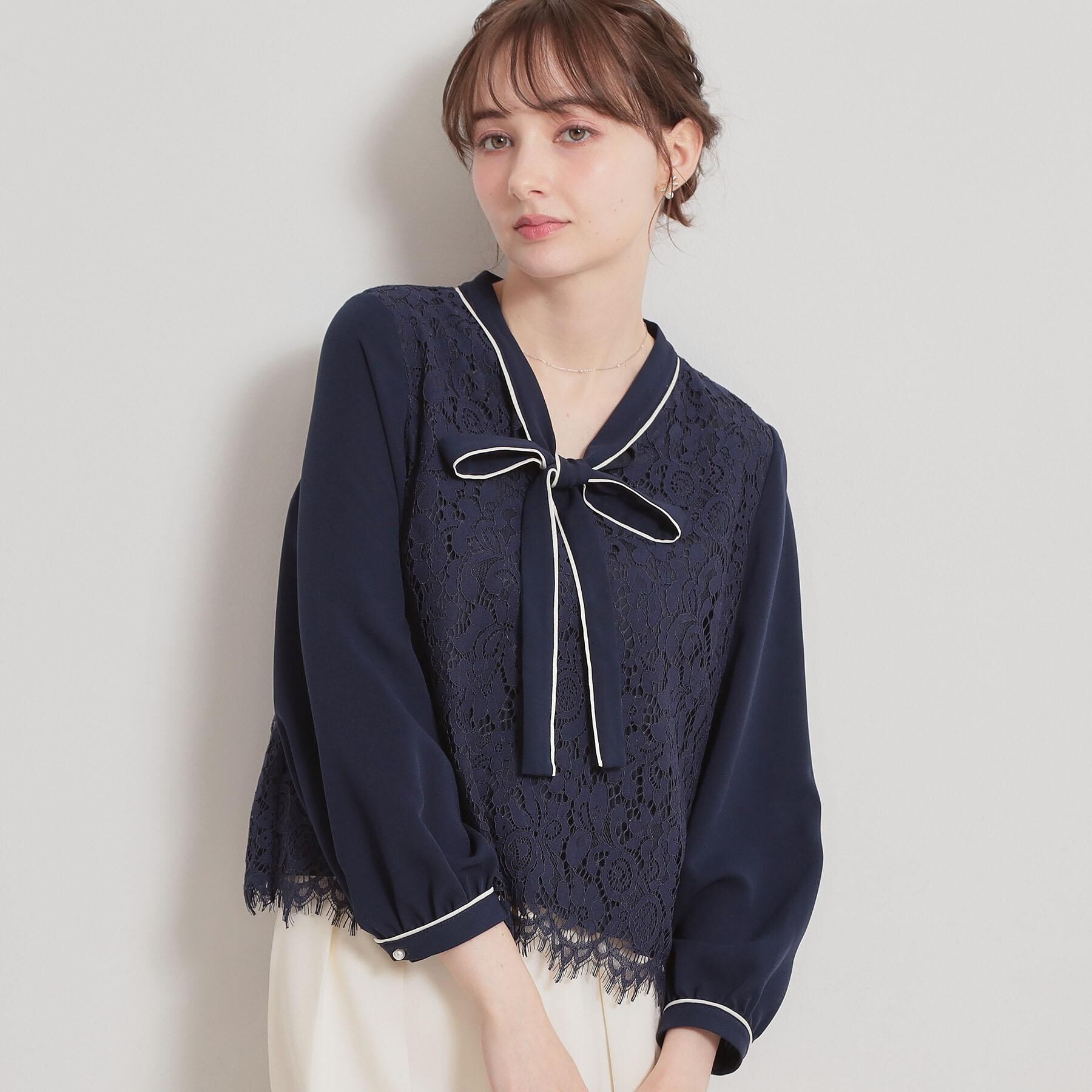 Couture broach「【洗える・通勤】フラワーレースブラウス」|シャツ・ブラウス|