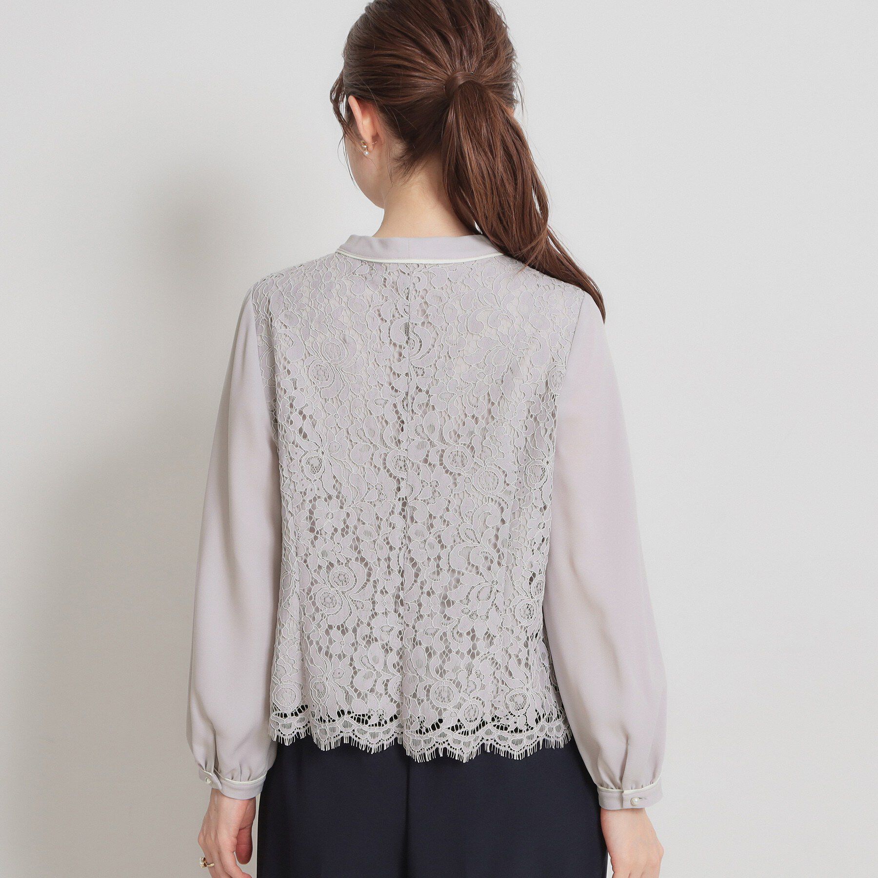 Couture broach「【洗える・通勤】フラワーレースブラウス」|シャツ・ブラウス|
