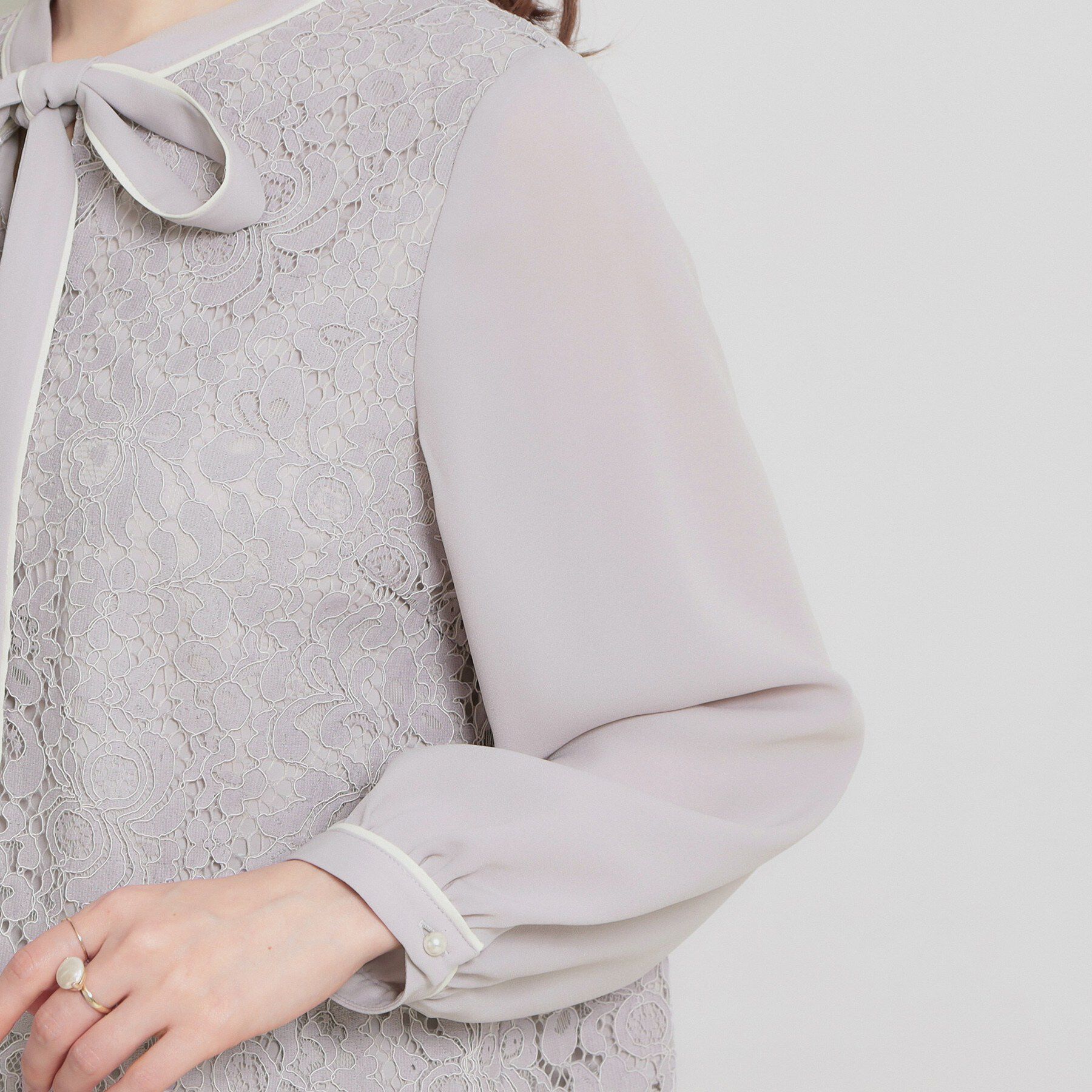 Couture broach「【洗える・通勤】フラワーレースブラウス」|シャツ・ブラウス|