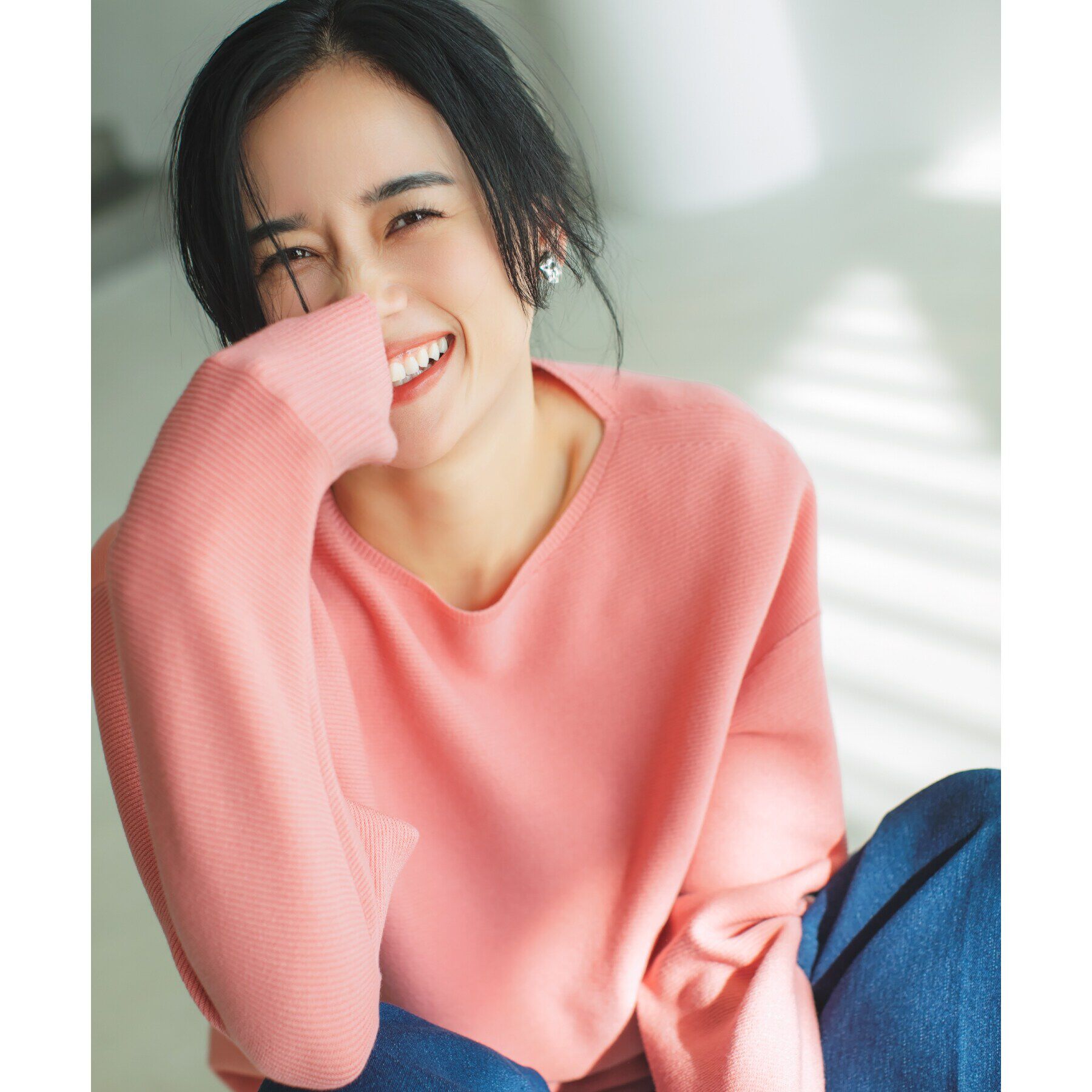 THE SHOP TK「【毛玉になりにくい/蓄熱性】春色_美人ガーターニット/洗える/体形カバー」|ニット・セーター|ピンク(071)