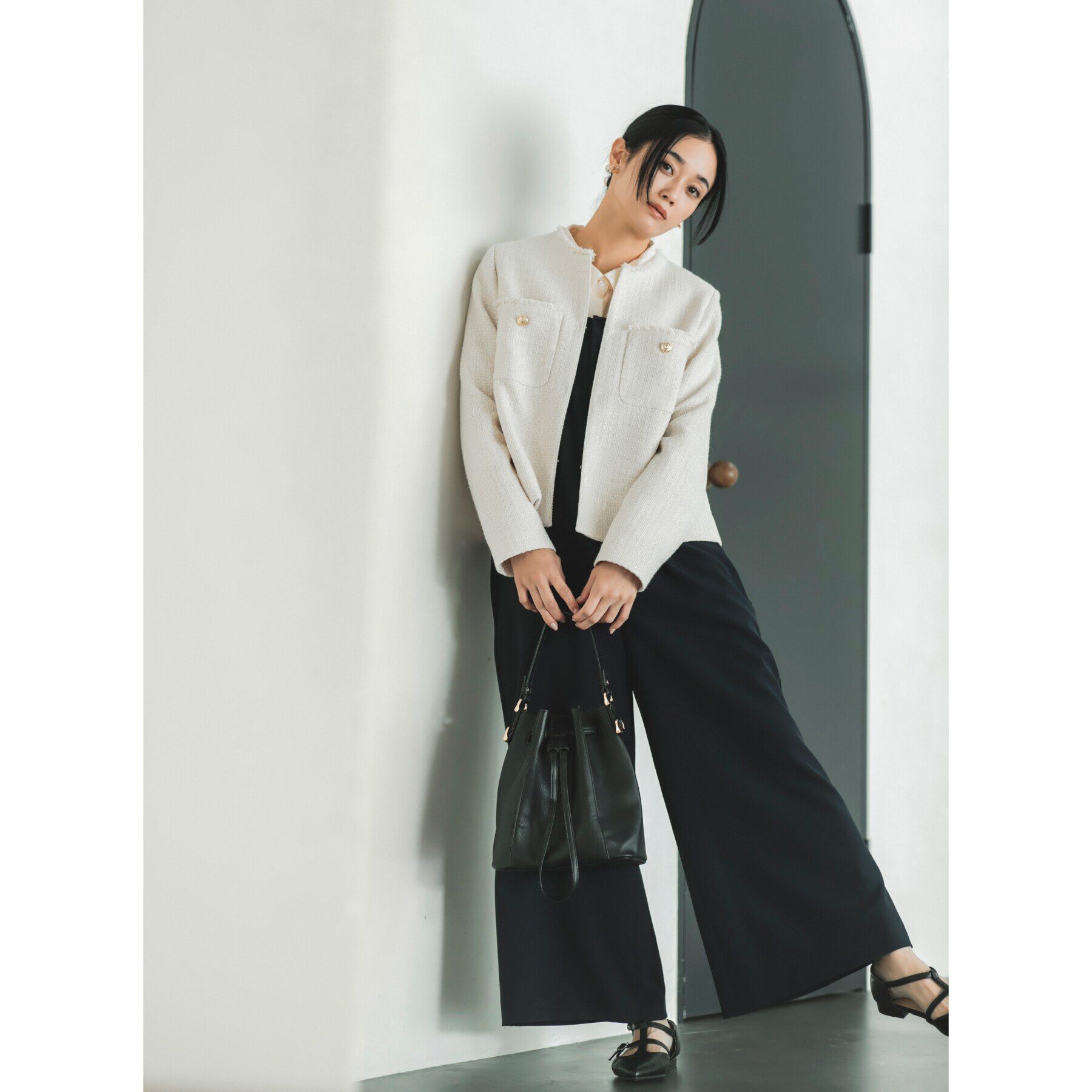 THE SHOP TK「【汚れ防止/シワになりにくい/セレモニー/通勤】ダブルクロスサロペット/洗える/サスティナブル」|オールインワン|