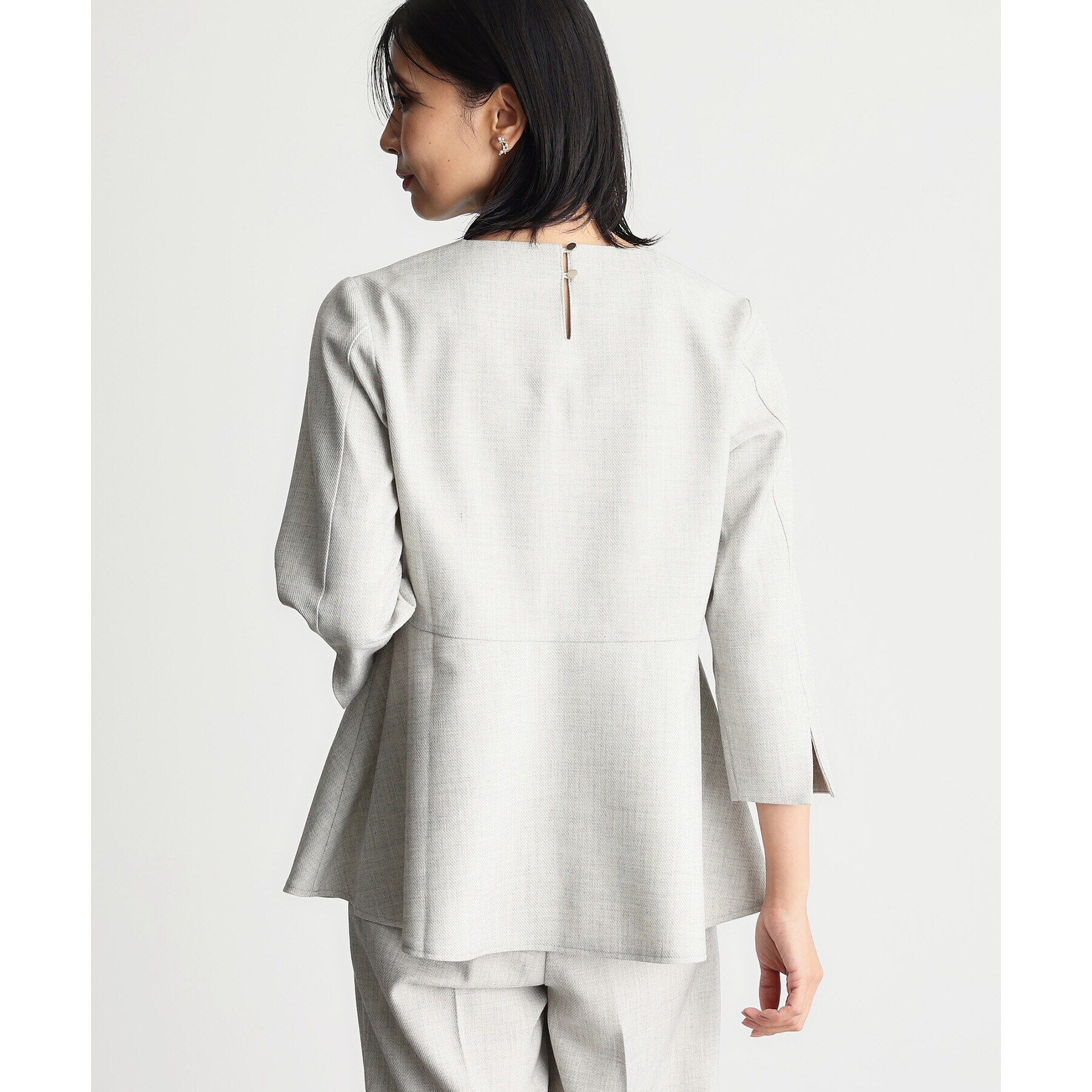 THE SHOP TK「【ONOFF活躍/セレモニー/通勤】杢調カルゼペプラムブラウス/洗える」|シャツ・ブラウス|