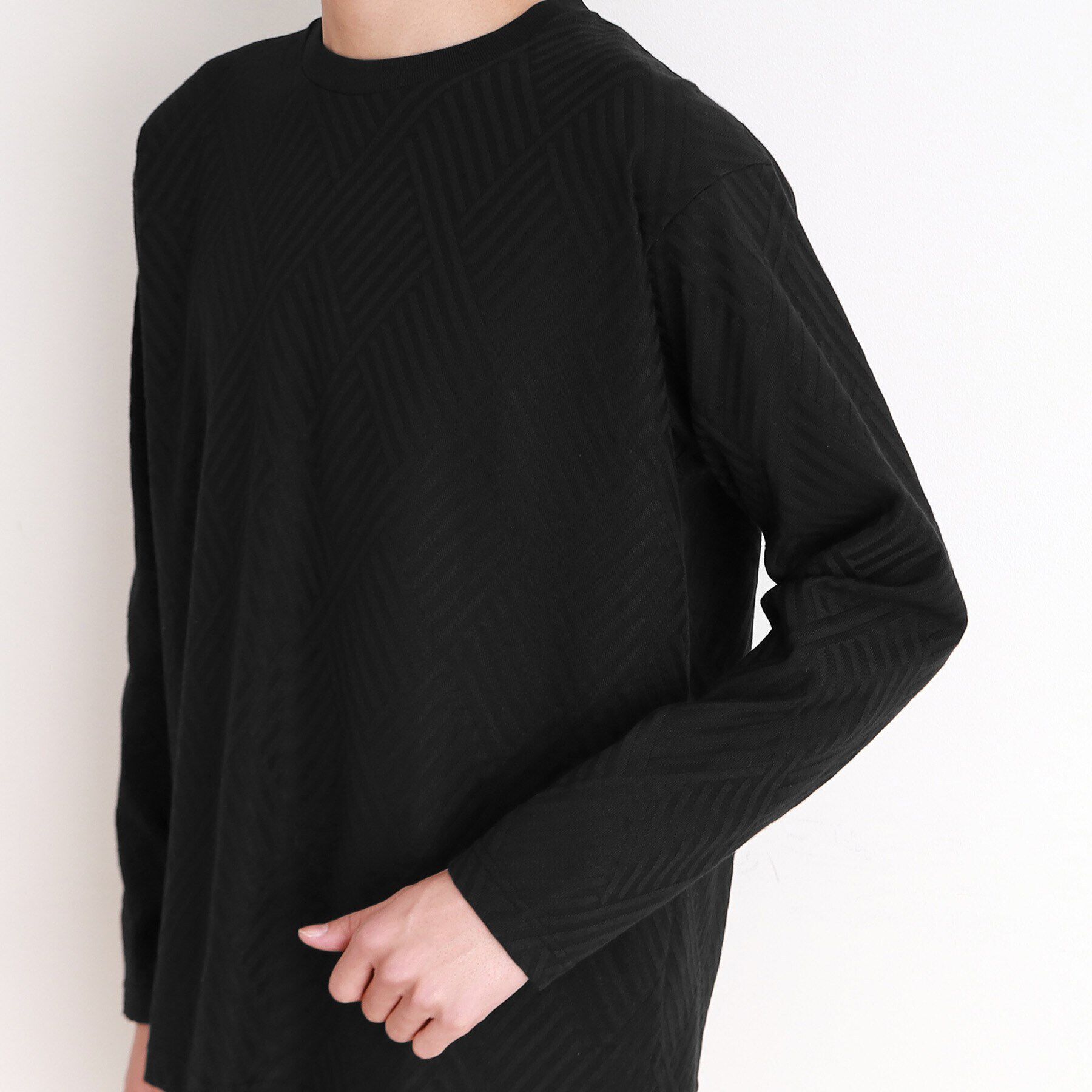 THE SHOP TK「リンクスジャカード長袖Tシャツ ON／OFF兼用」|Tシャツ・カットソー|