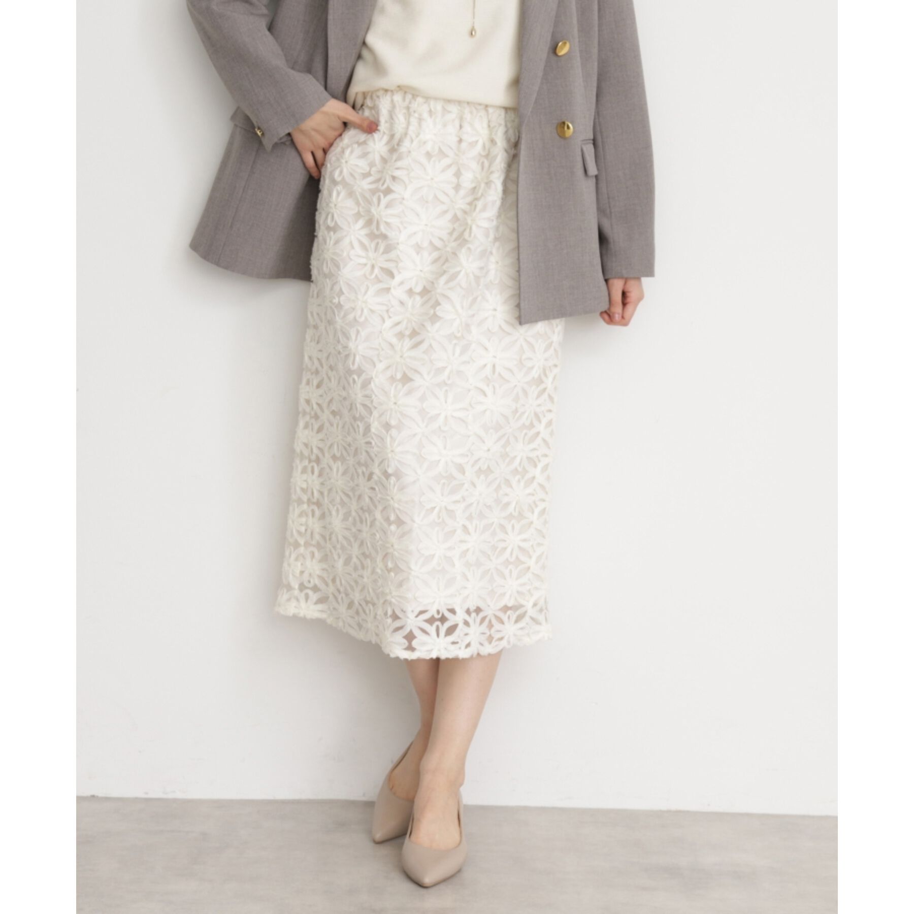 THE SHOP TK「【ONOFF活躍／セレモニー】刺繍レーススカート／洗える」|スカート|
