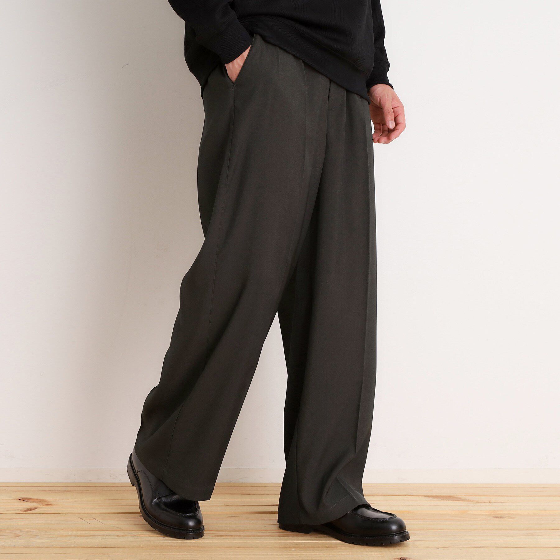 THE SHOP TK「ツイルワイドスラックス」|その他|チャコールグレー(0