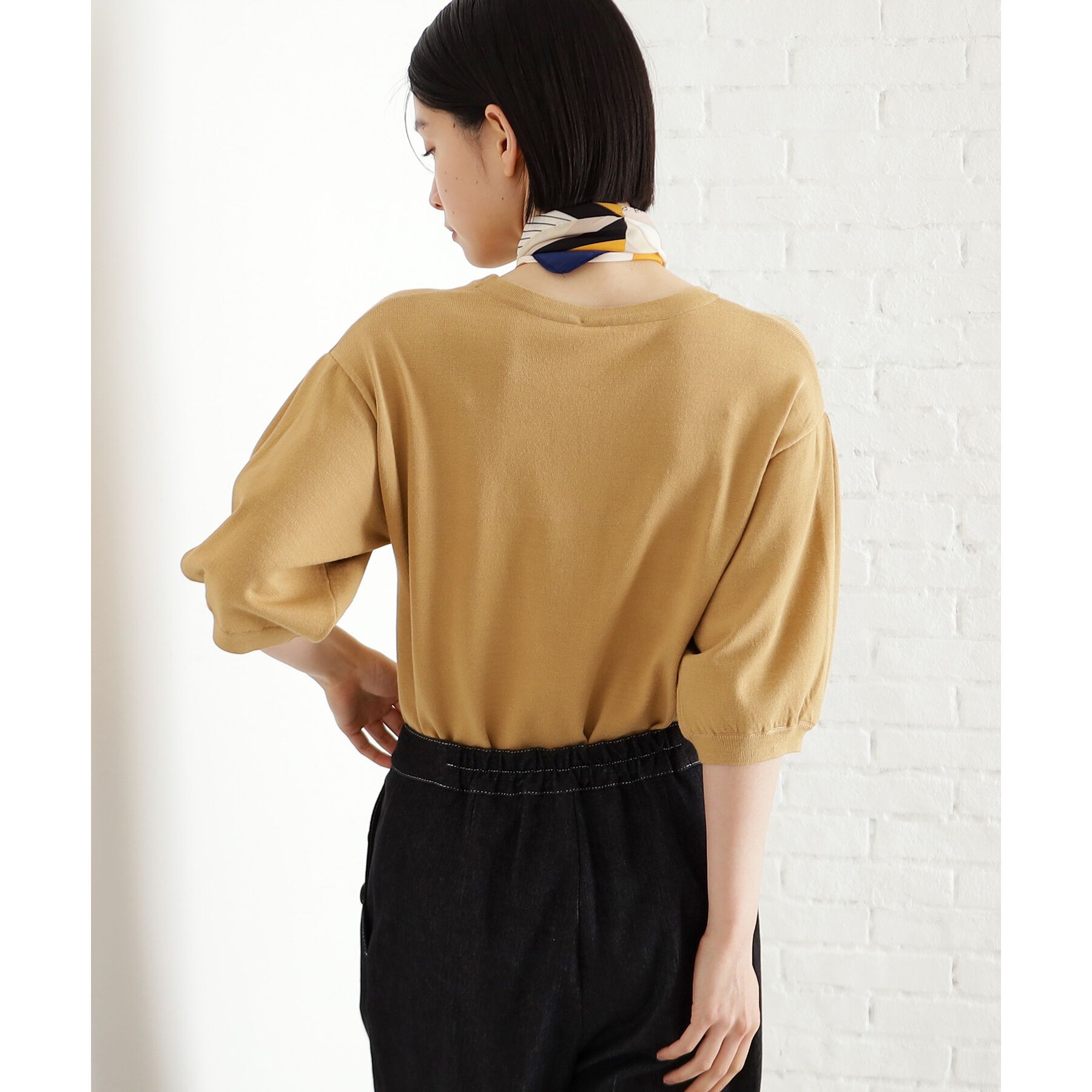 THE SHOP TK「【接触冷感/体型カバー】袖タック6分袖ニット/洗濯機OK/UVケア」|ニット・セーター|