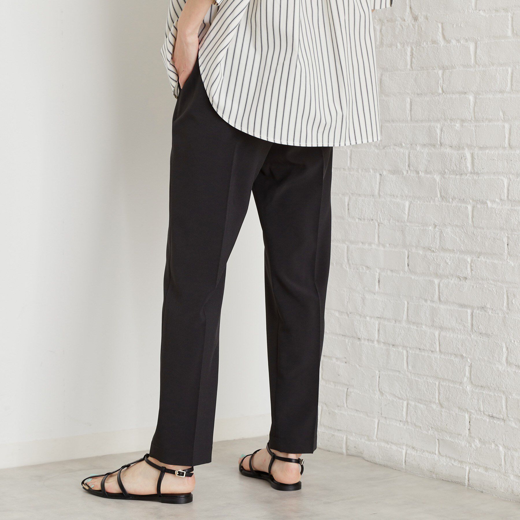 THE SHOP TK「【XS-XLサイズ】麻調テーパードパンツ/洗濯機OK/from the VOICE」|その他|ブラック(019)