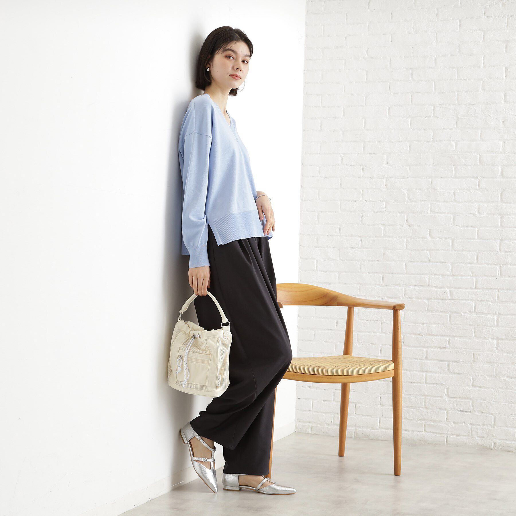 THE SHOP TK「メッシュナイロンコンビ巾着ショルダーバッグ」|ショルダー・メッセンジャー|