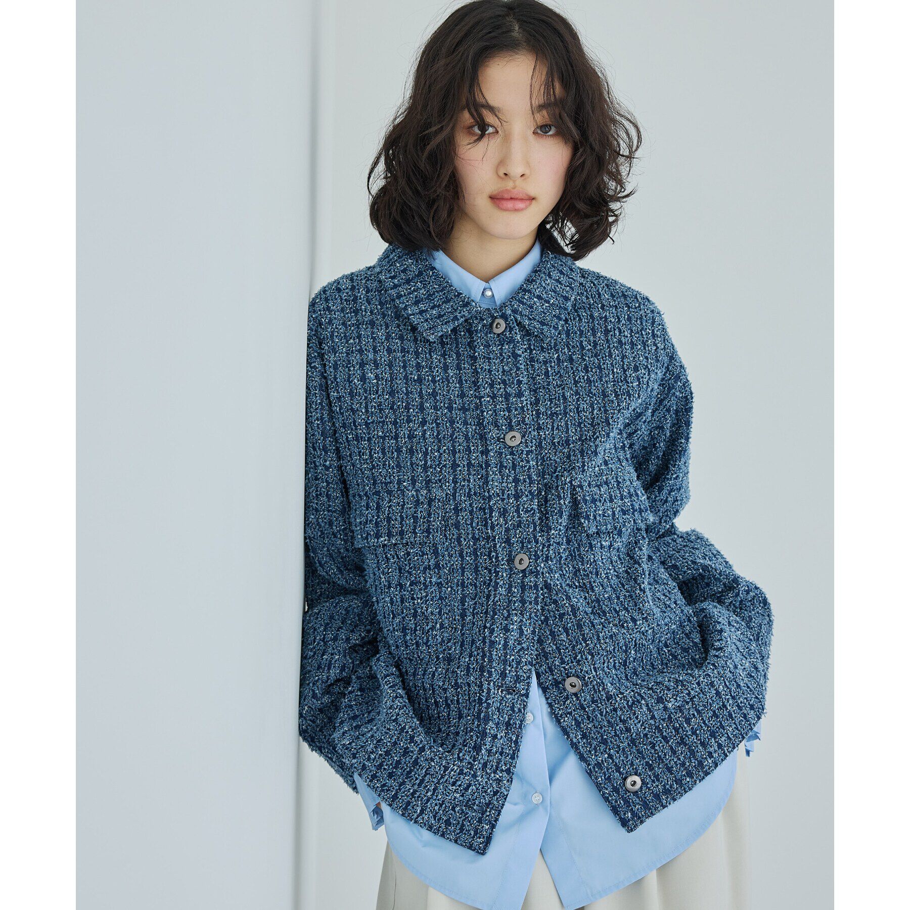 THE SHOP TK「ジャカードデニムジャケット【洗える】」|デニムジャケット|ネイビー(094)