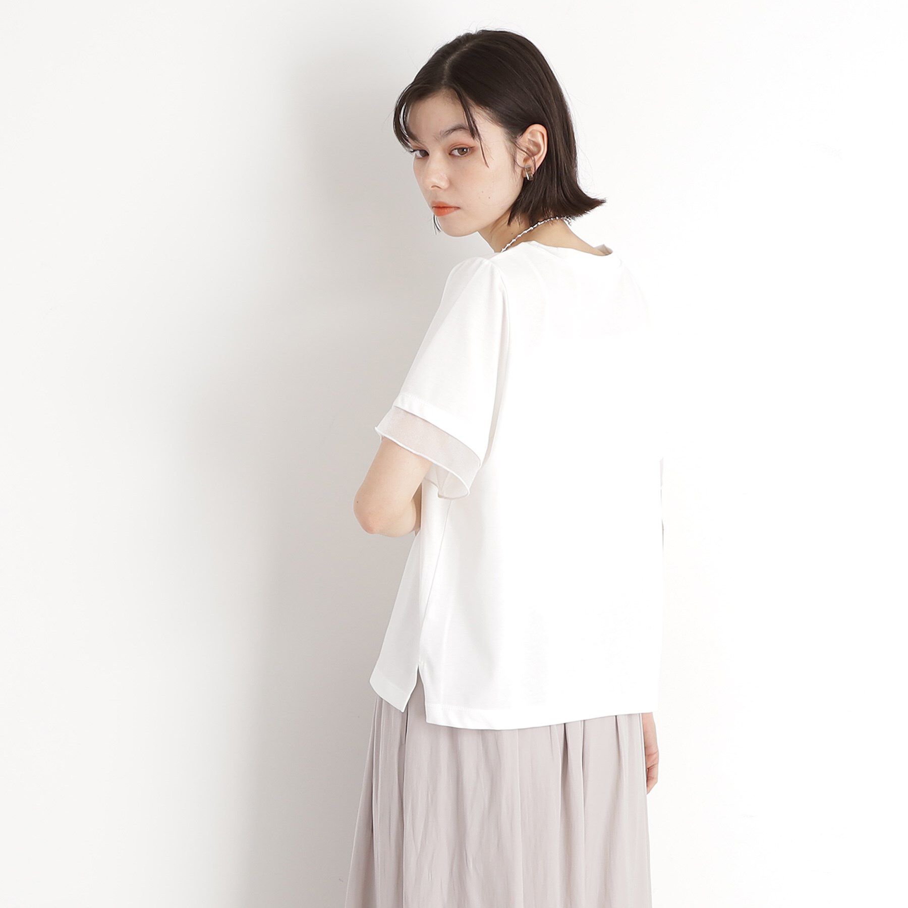 THE SHOP TK「袖シアーTシャツ【接触冷感/洗濯機OK】」|Tシャツ・カットソー|