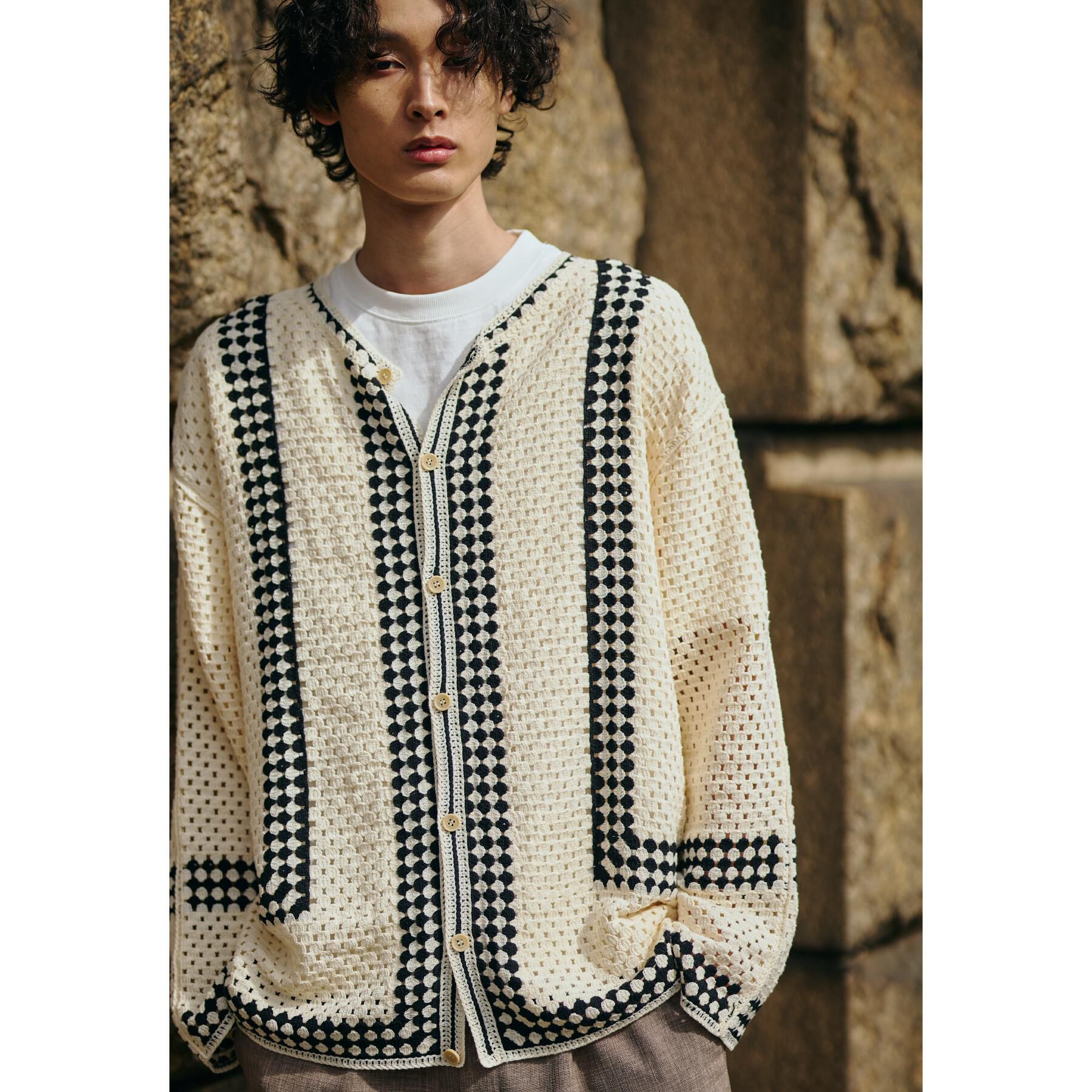 THE SHOP TK「クロシェ編み風ニットカーディガン」|カーディガン|