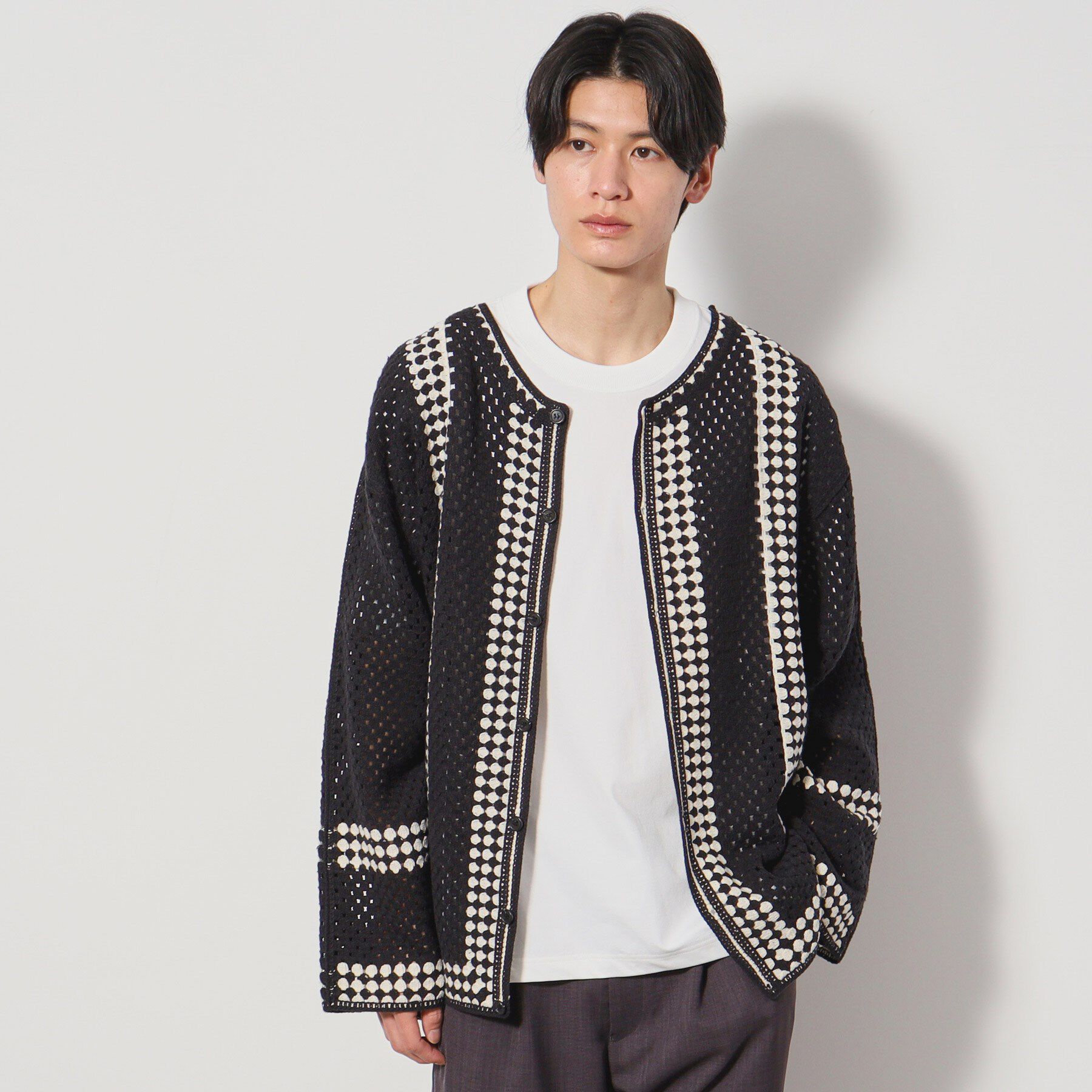 THE SHOP TK「クロシェ編み風ニットカーディガン」|カーディガン|