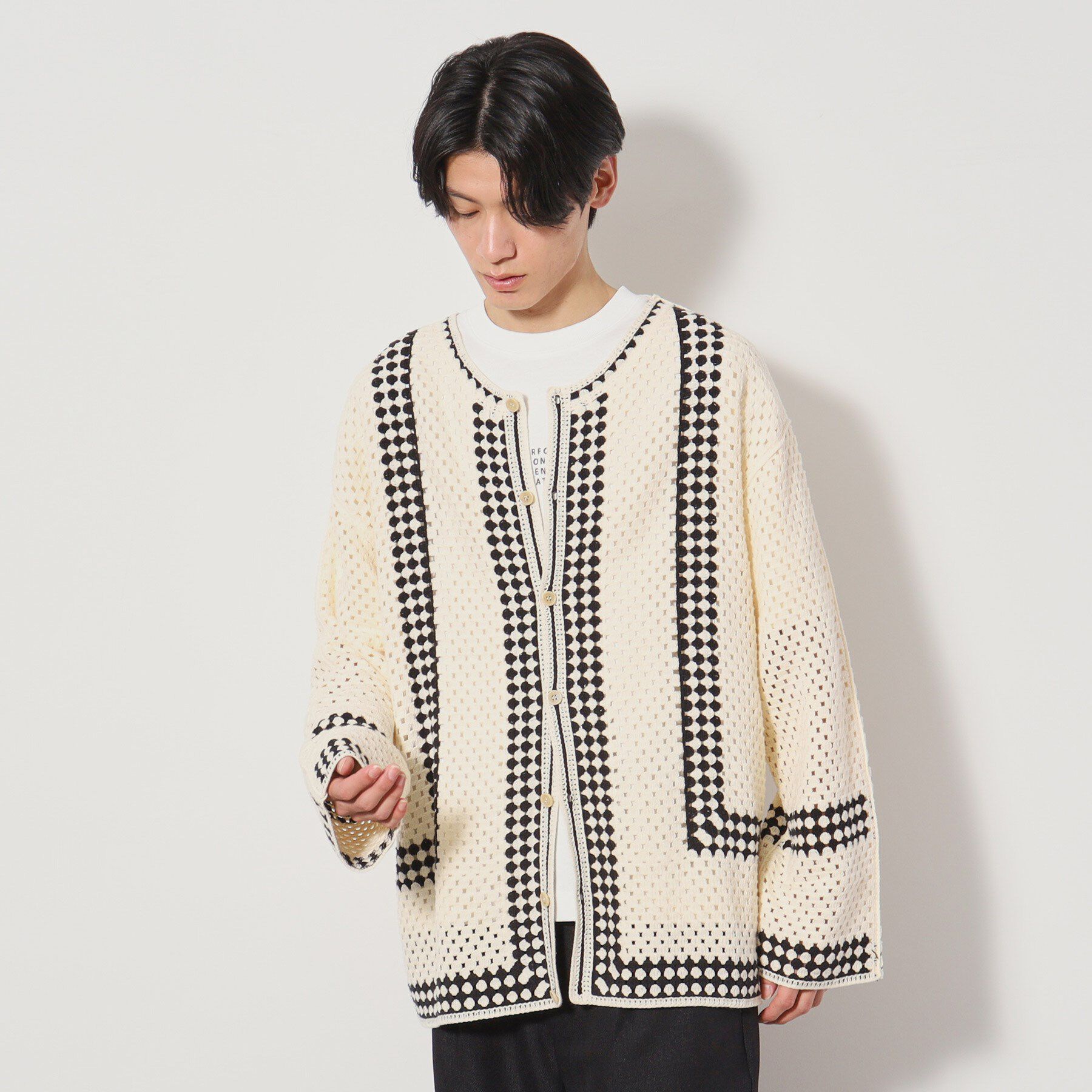 THE SHOP TK「クロシェ編み風ニットカーディガン」|カーディガン|