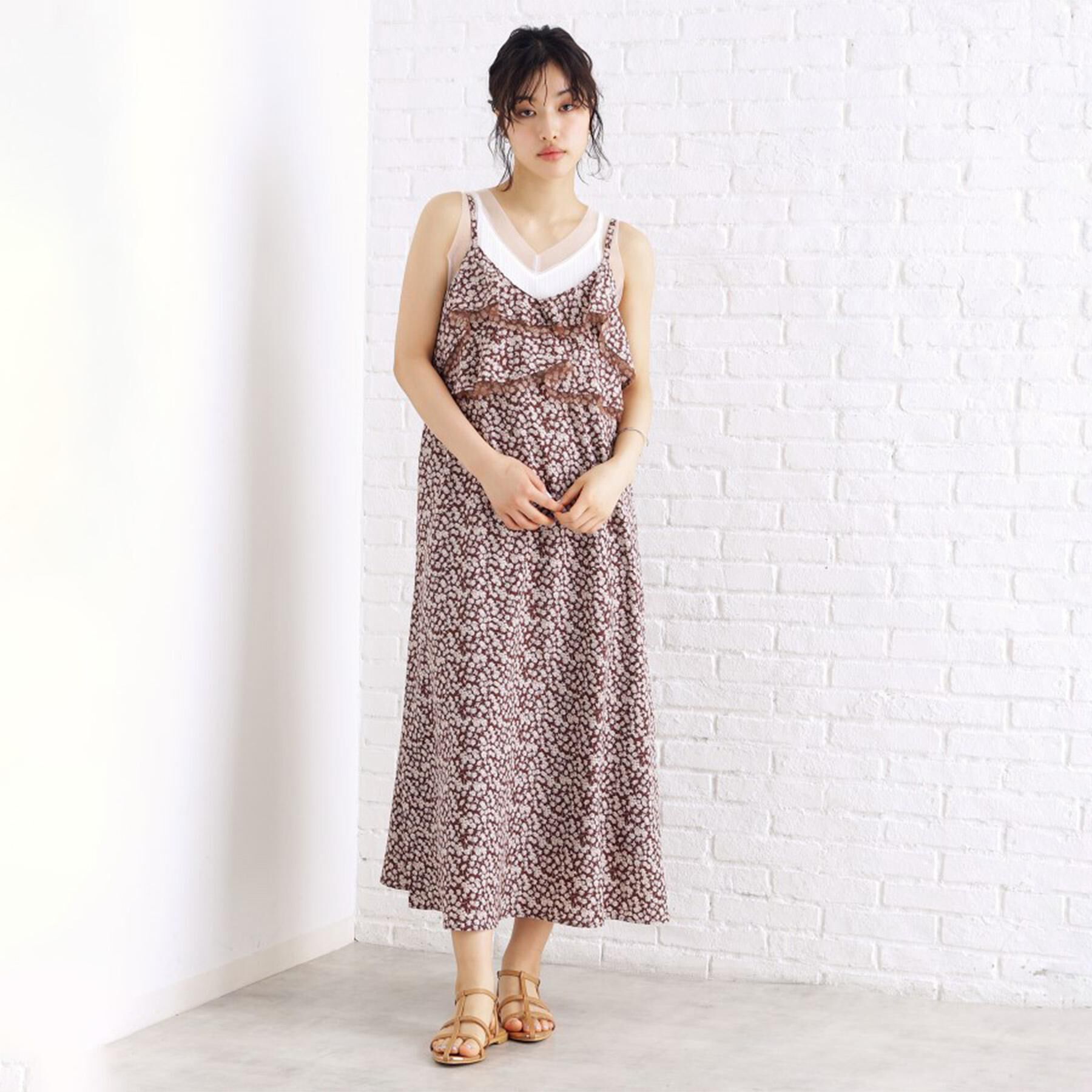THE SHOP TK「小花柄フリルキャミワンピース【洗える】」|ワンピース|
