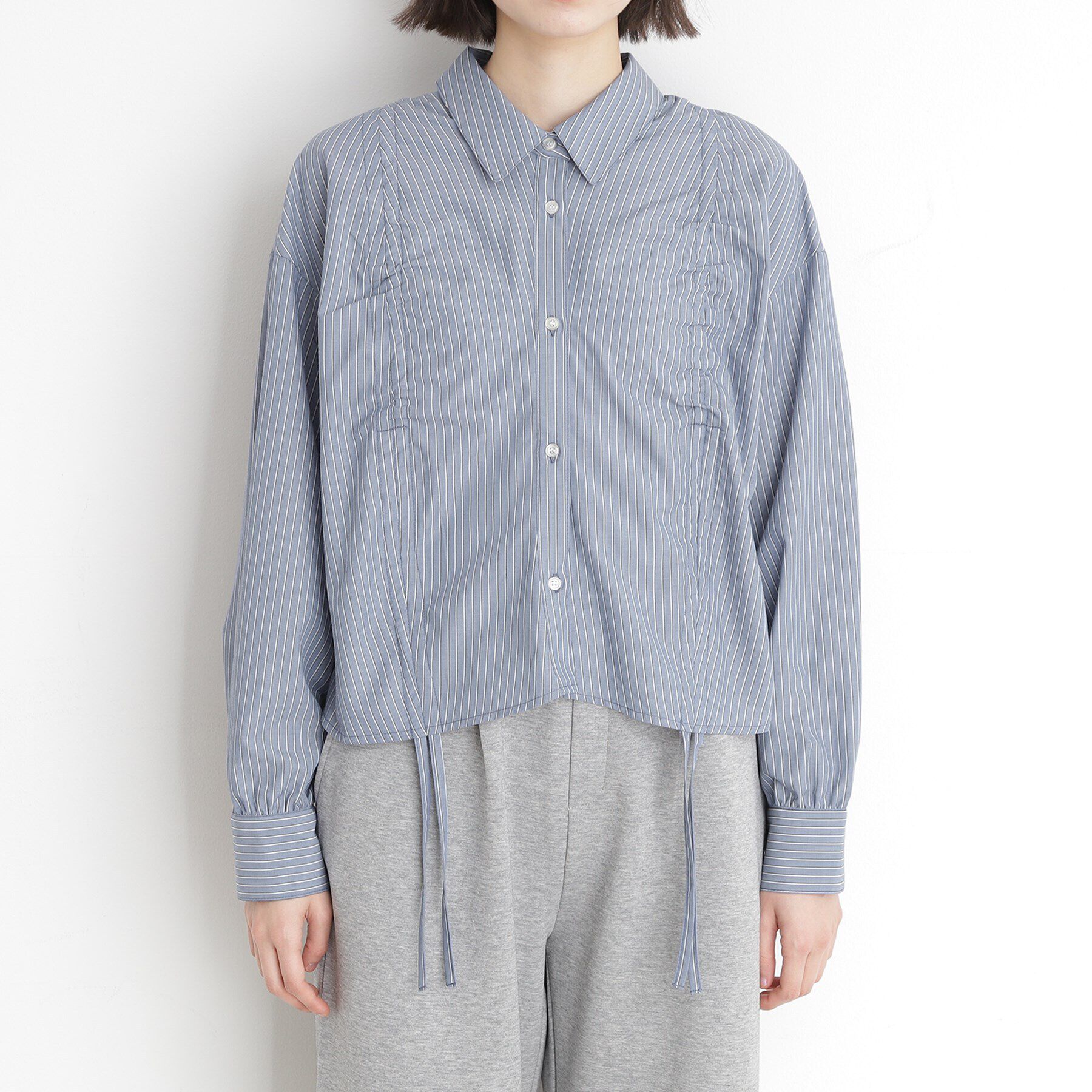 THE SHOP TK「リボンギャザーシャツ【洗濯機OK】」|シャツ・ブラウス|