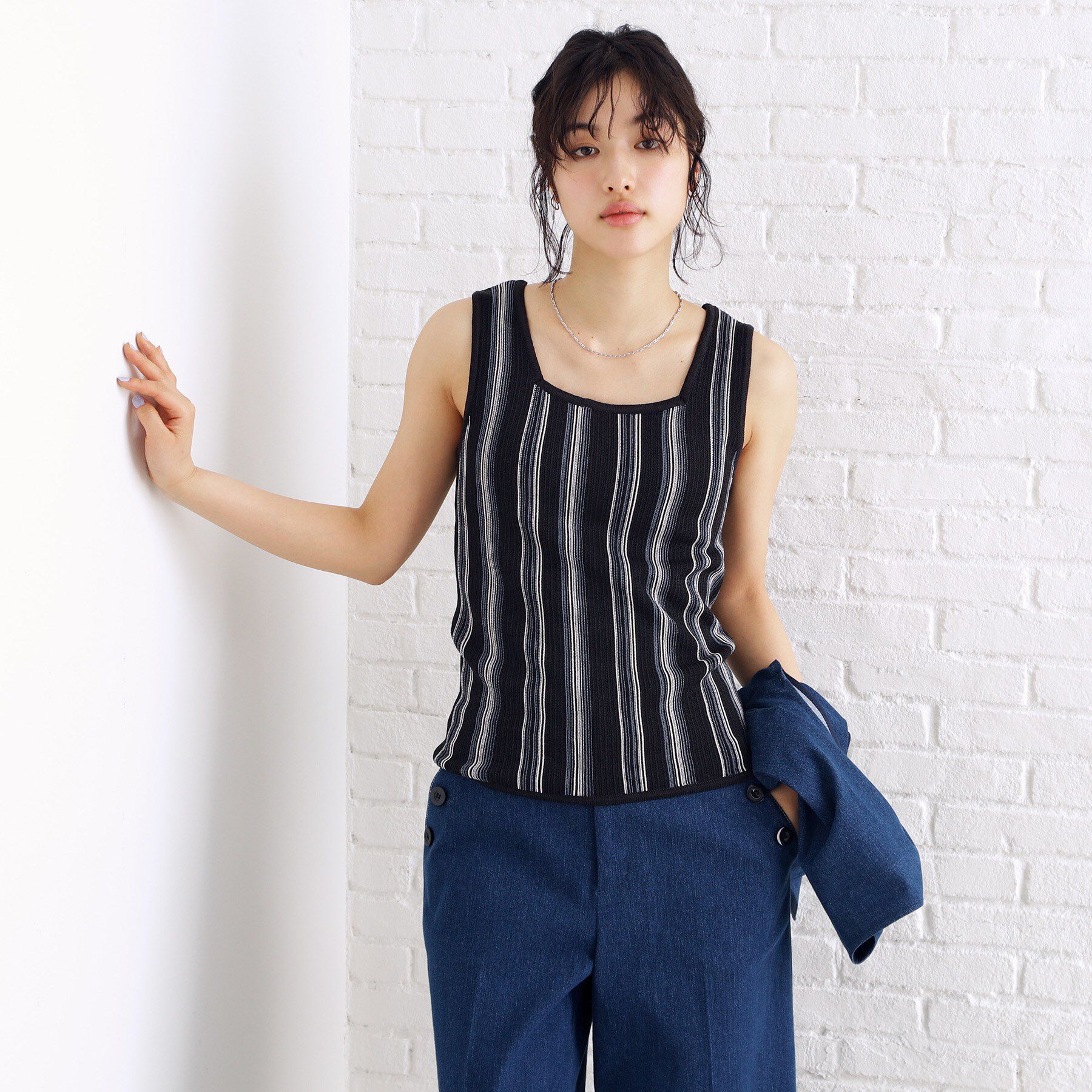 THE SHOP TK「ランダムガータータンク【前後2WAY/洗濯機OK】」|キャミソール|ブラック(319)