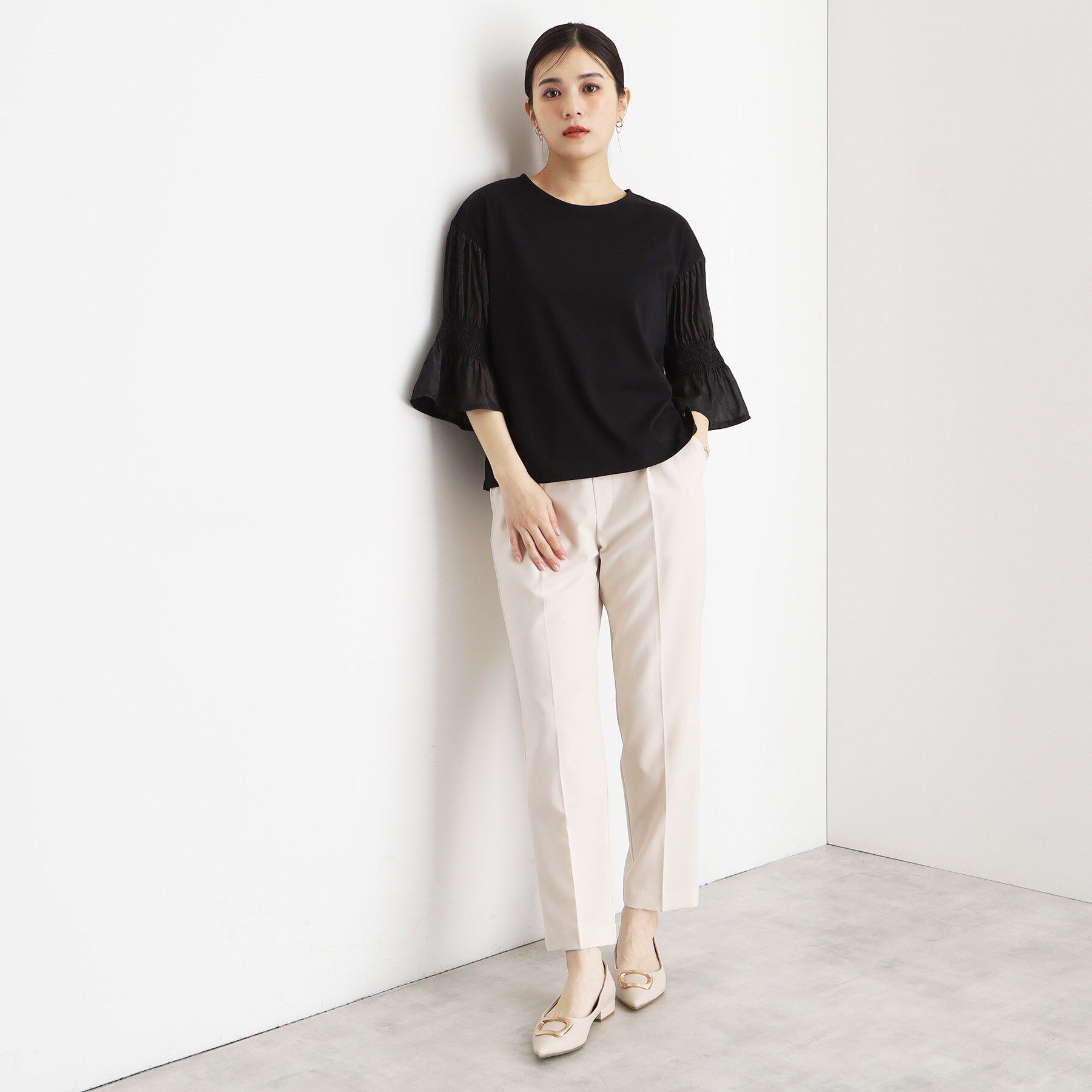 THE SHOP TK「袖シャーリングシアープルオーバー【洗濯機OK】」|Tシャツ・カットソー|