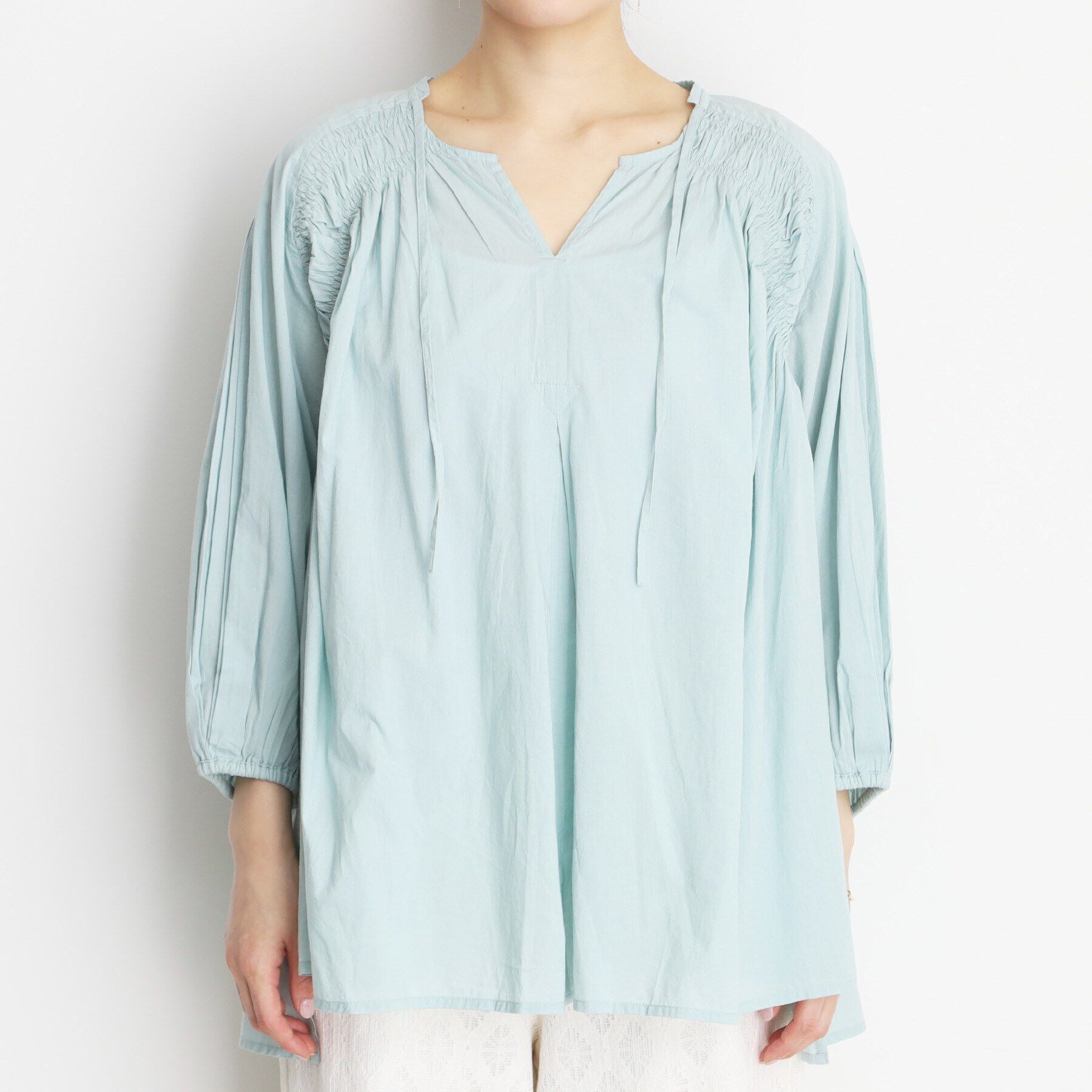 THE SHOP TK「コットンシャーリングブラウス【洗える】」|シャツ・ブラウス|