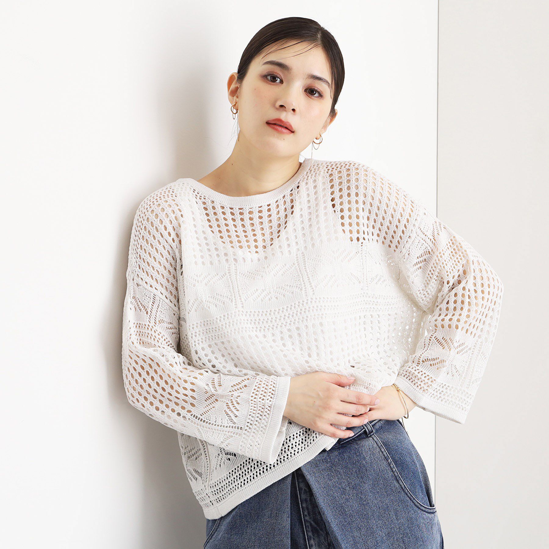 THE SHOP TK「【前後2WAY】タンク付透かし柄ニット/洗える」|その他|