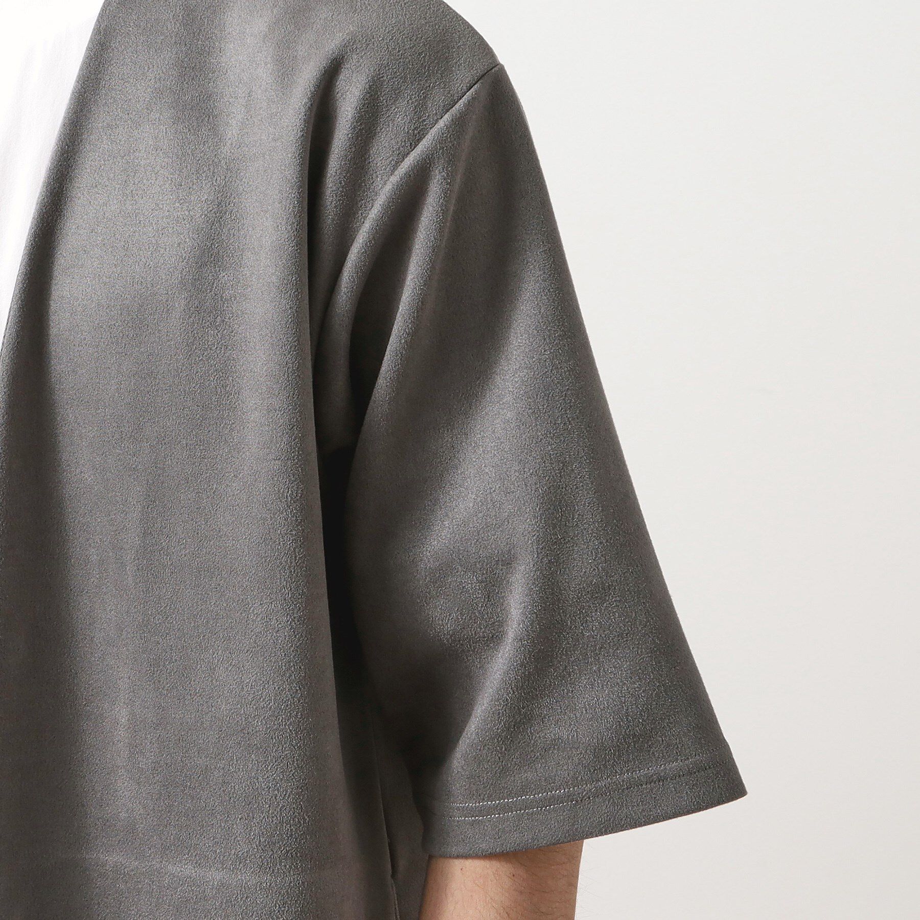 THE SHOP TK「フェイクスウェードアンサンブルカーディガン【五分袖カーディガン＋半袖Tシャツセットアイテム】」|カーディガン|