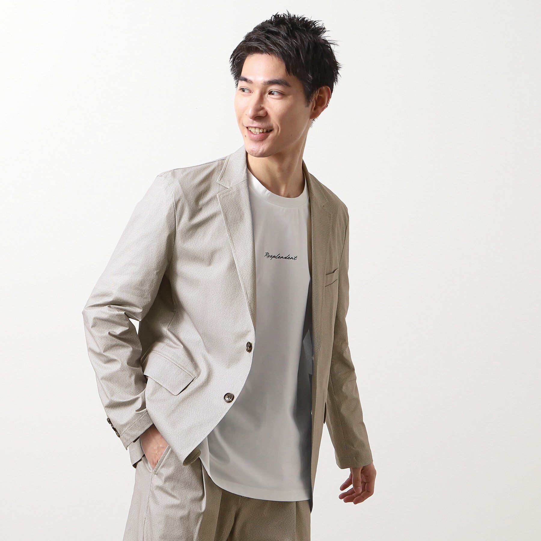 THE SHOP TK「スマートムーブメッシュジャケット【セットアップ可/洗濯機OK】」|テーラードジャケット|ライトグレー(011