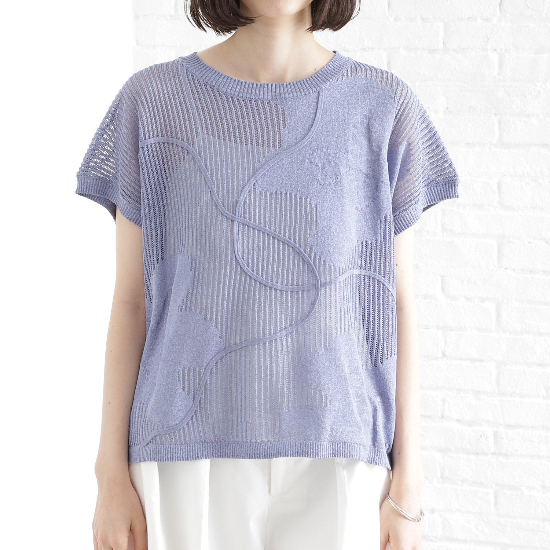 THE SHOP TK「コード刺繍シアーニット【洗える】」|ニット・セーター|