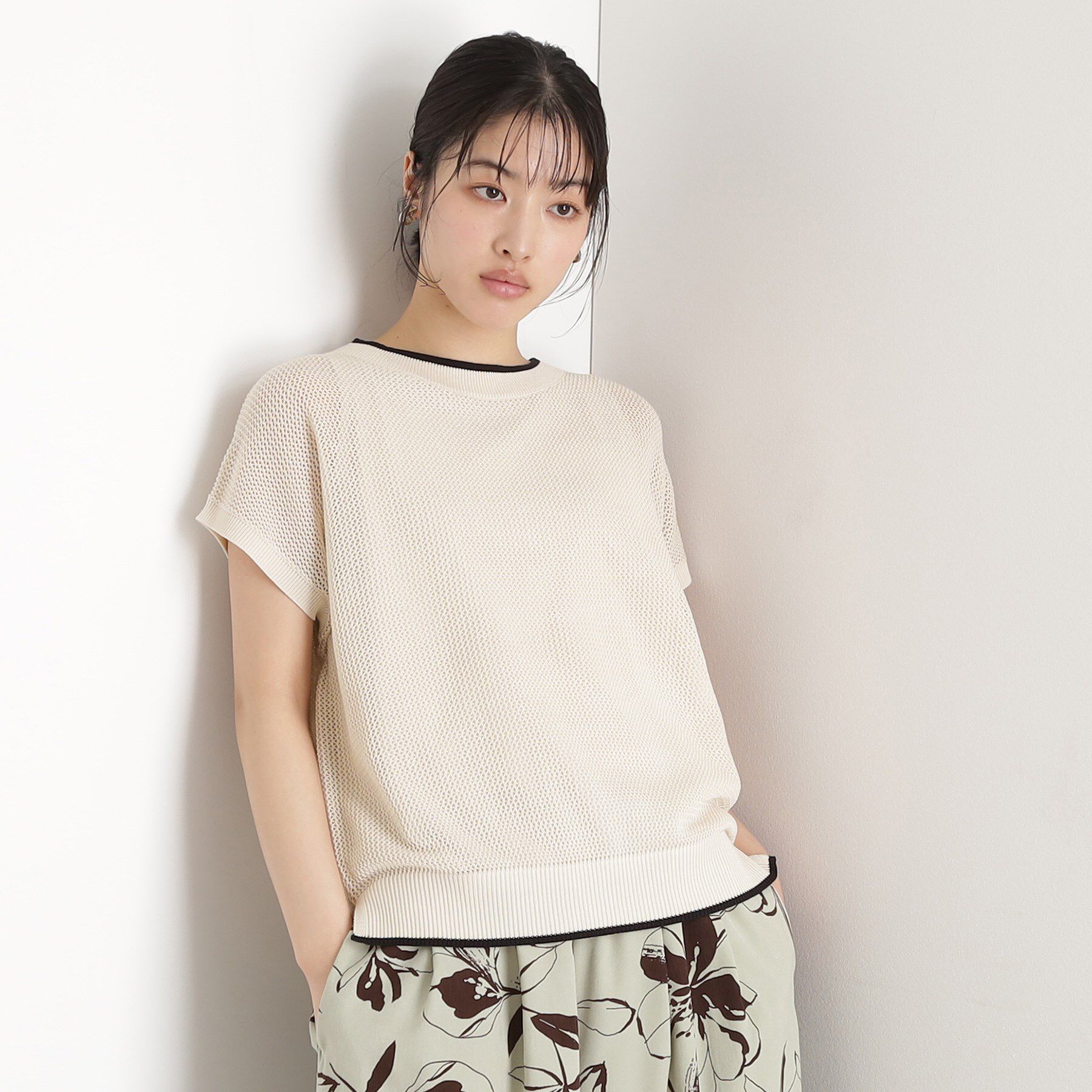 THE SHOP TK「フレンチスリーブメッシュニットタンクセット【洗える】」|その他|アイボリー(004)