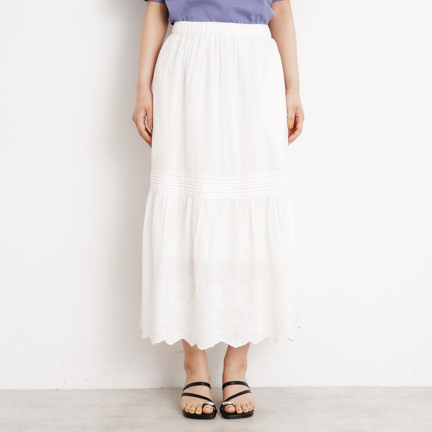 THE SHOP TK「スカラップ刺繍スカート【洗濯機OK】」|スカート|