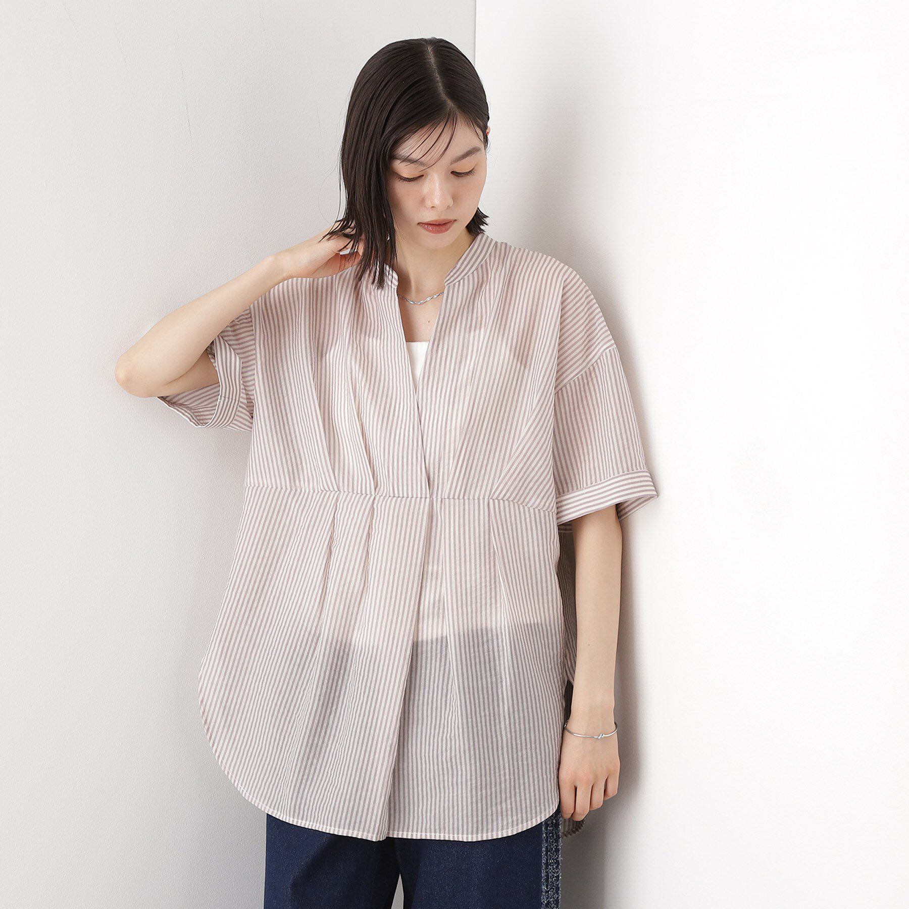 THE SHOP TK「ウエストタックチュニック【体型カバー/洗濯機OK】」|シャツ・ブラウス|ラベンダー(380)