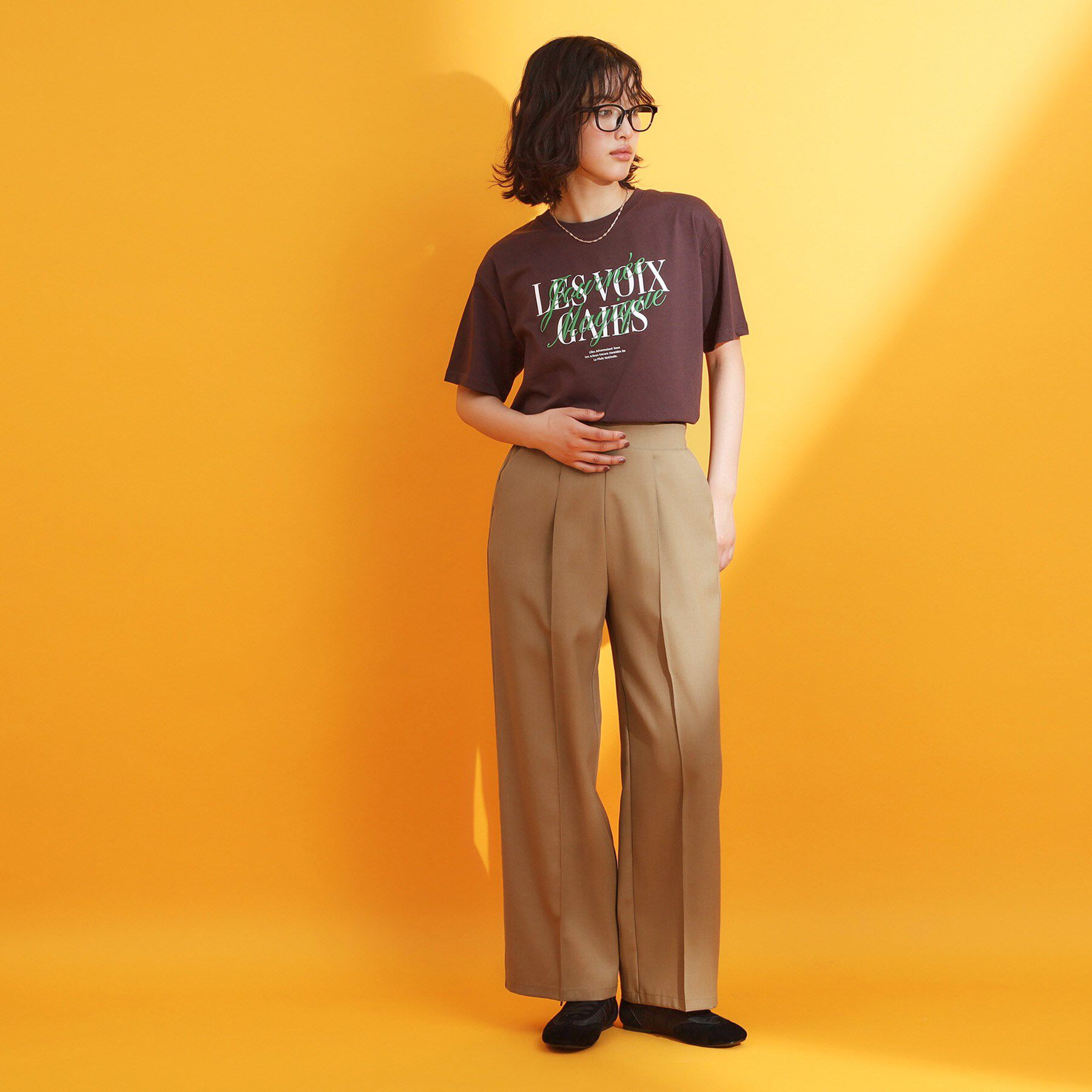 THE SHOP TK「麻調ピンタックワイドパンツ【洗濯機OK】」|その他|