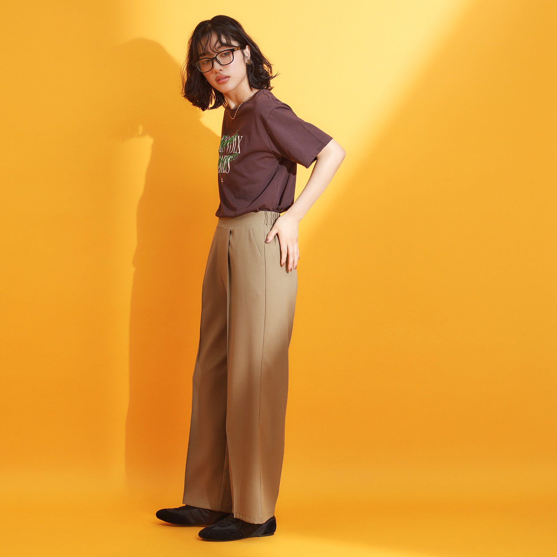 THE SHOP TK「麻調ピンタックワイドパンツ【洗濯機OK】」|その他|