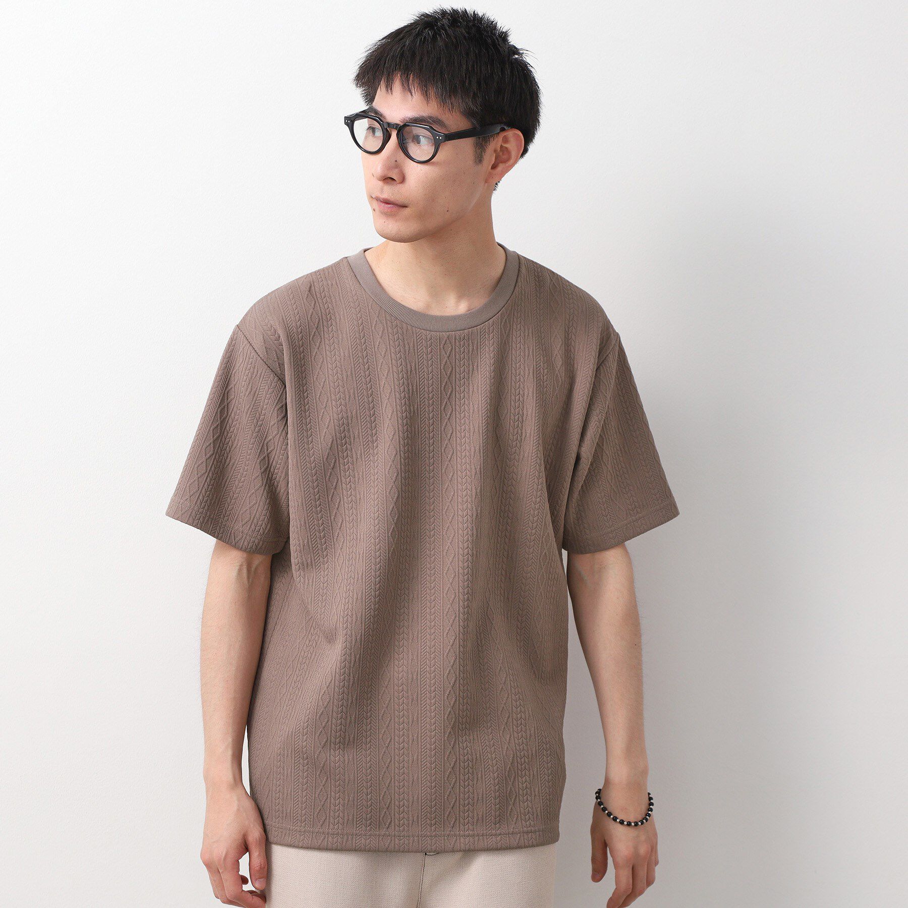 THE SHOP TK「ライトフクレジャカード半袖Tシャツ 洗濯機OK」|Tシャツ・カットソー|モカブラウン(042