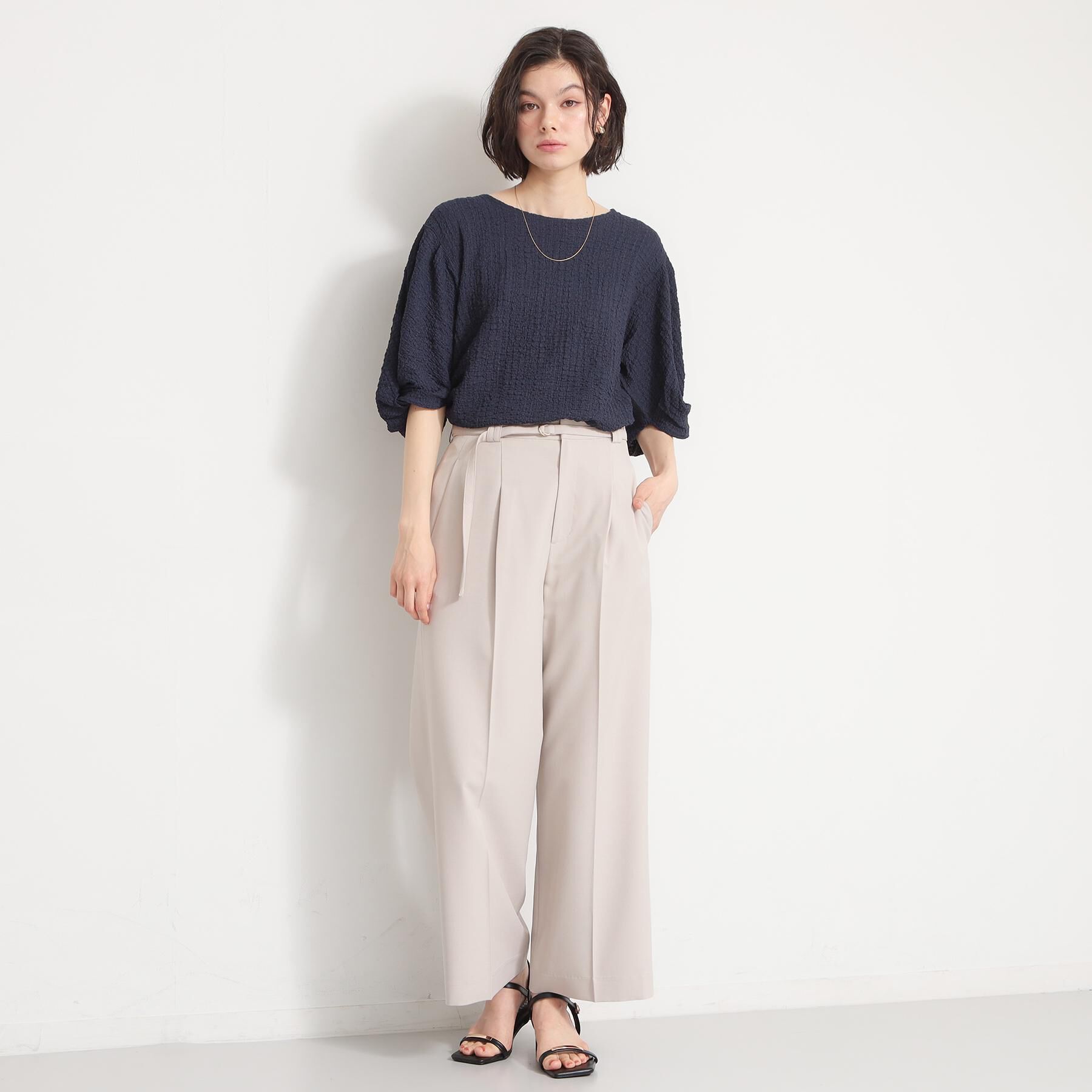 THE SHOP TK「ポコポコ袖タックプルオーバー　体型カバー/洗濯機OK」|Tシャツ・カットソー|