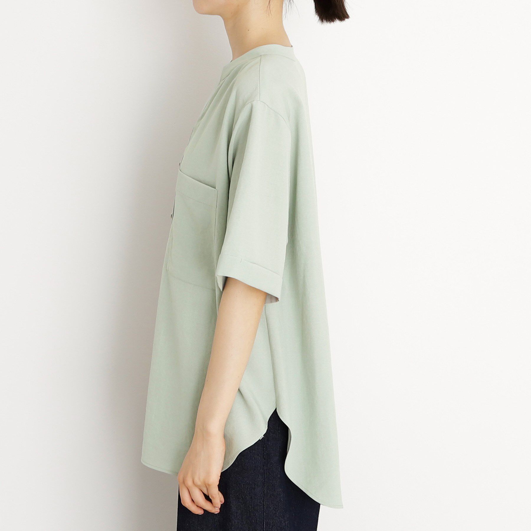 THE SHOP TK「ダブルポケット5分袖シャツ/体型カバー／洗濯機OK」|シャツ・ブラウス|