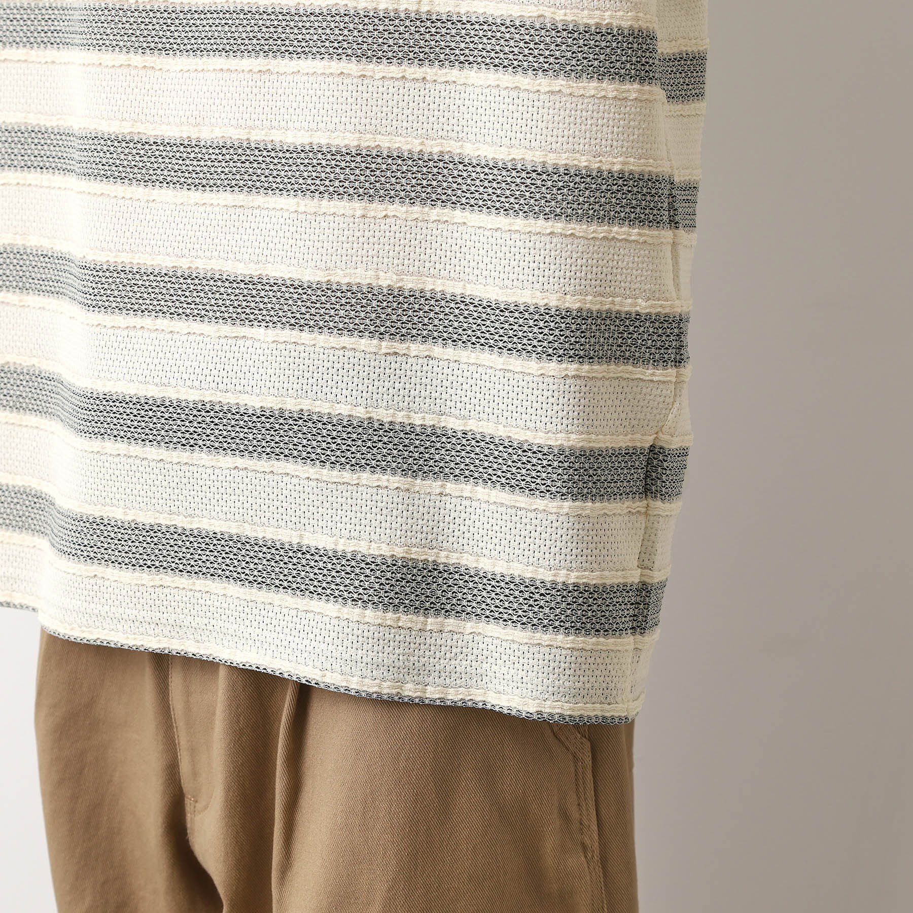 THE SHOP TK「変形ボーダー半袖Tシャツ【洗濯機OK】」|Tシャツ・カットソー|