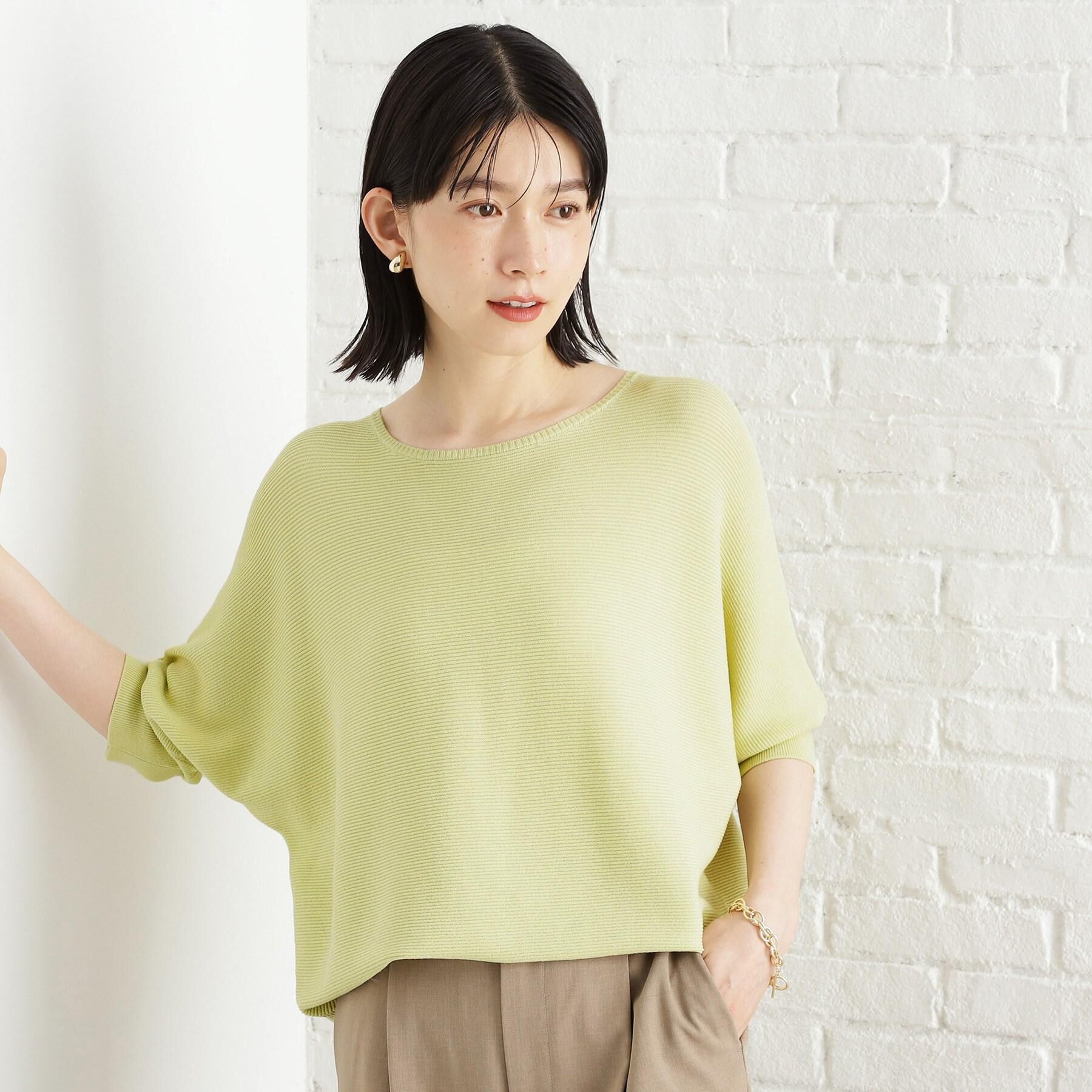 THE SHOP TK「6分袖ガータードルマンニット【エコベロ/洗濯機OK】」|ニット・セーター|