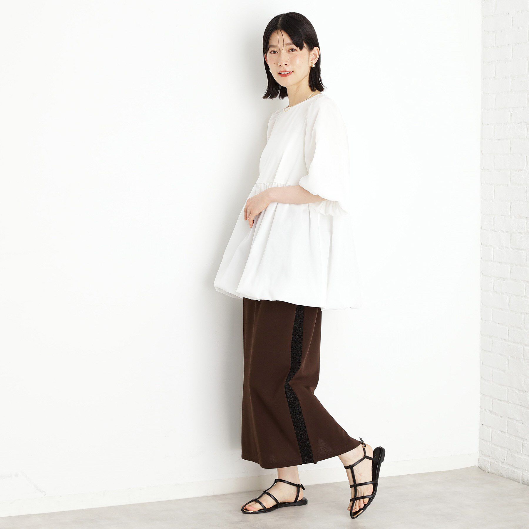 THE SHOP TK「バルーンスリーブペプラムチュニック【洗える】」|Tシャツ・カットソー|