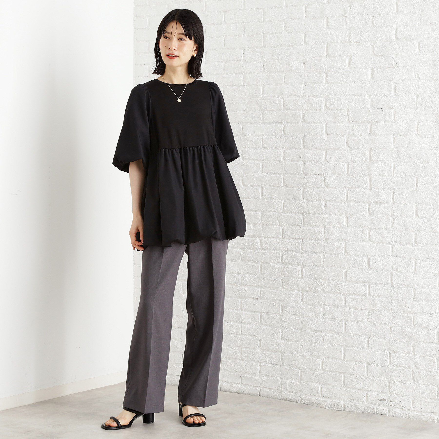 THE SHOP TK「バルーンスリーブペプラムチュニック【洗える】」|Tシャツ・カットソー|